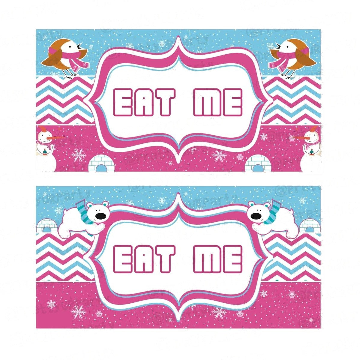 Winter Wonderland Theme Food Labels / Buffet Table Cards