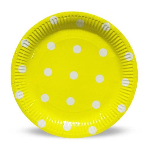 Yellow Polka Dots Paper Plates - Pack of 10 THEME PARTIES Pretty UR Party