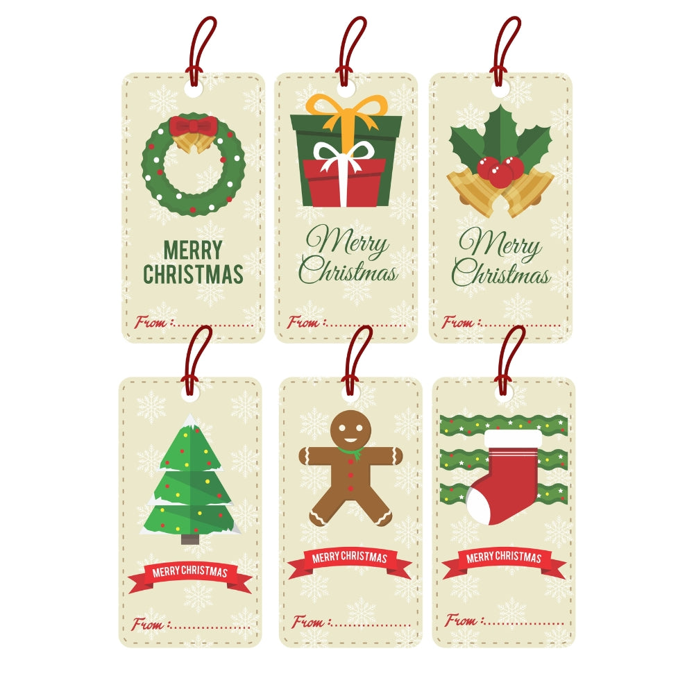 Christmas Gift Tags with String - Pack of 30 Christmas PRETTY UR PARTY