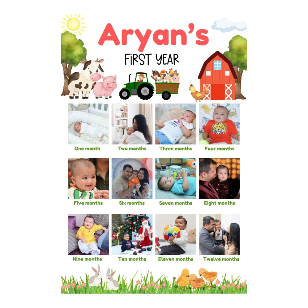 Farm Friends 1st Year Collage Board PERSONALISED Pretty UR Party