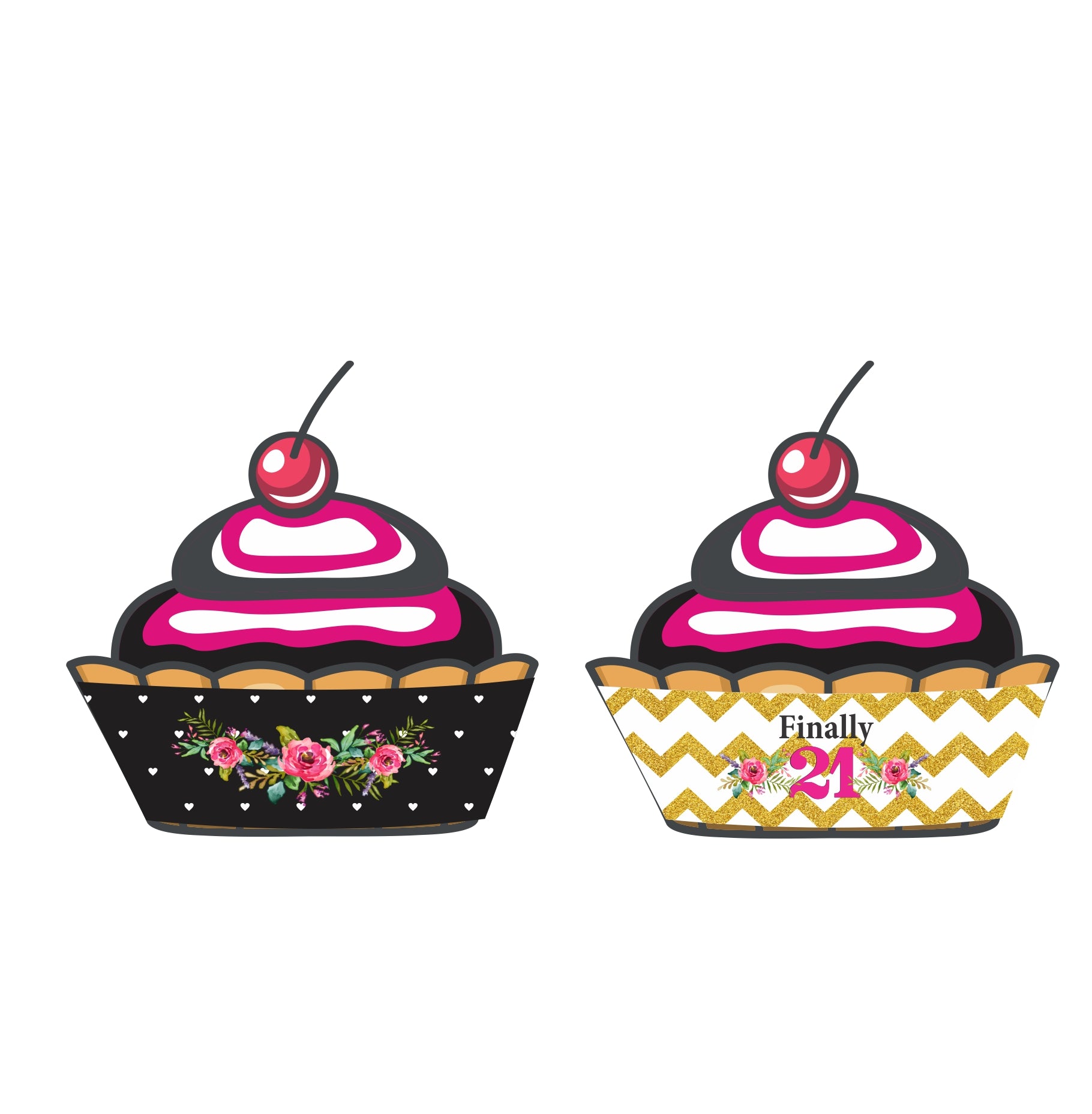 21st Birthday Theme Cupcake Wrappers THEME PARTIES Pretty UR Party   