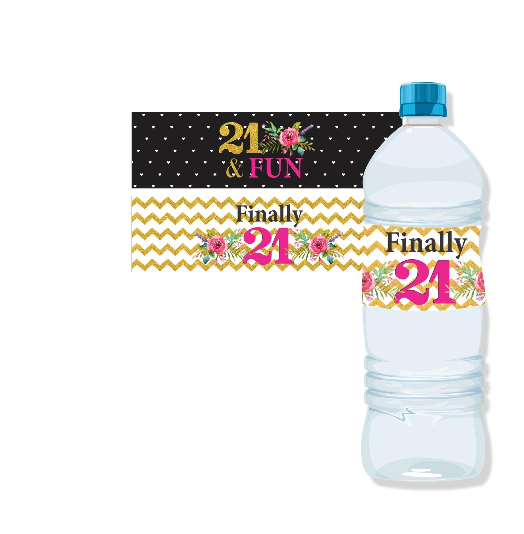 21st Birthday Theme Water Bottle Labels THEME PARTIES Pretty UR Party   