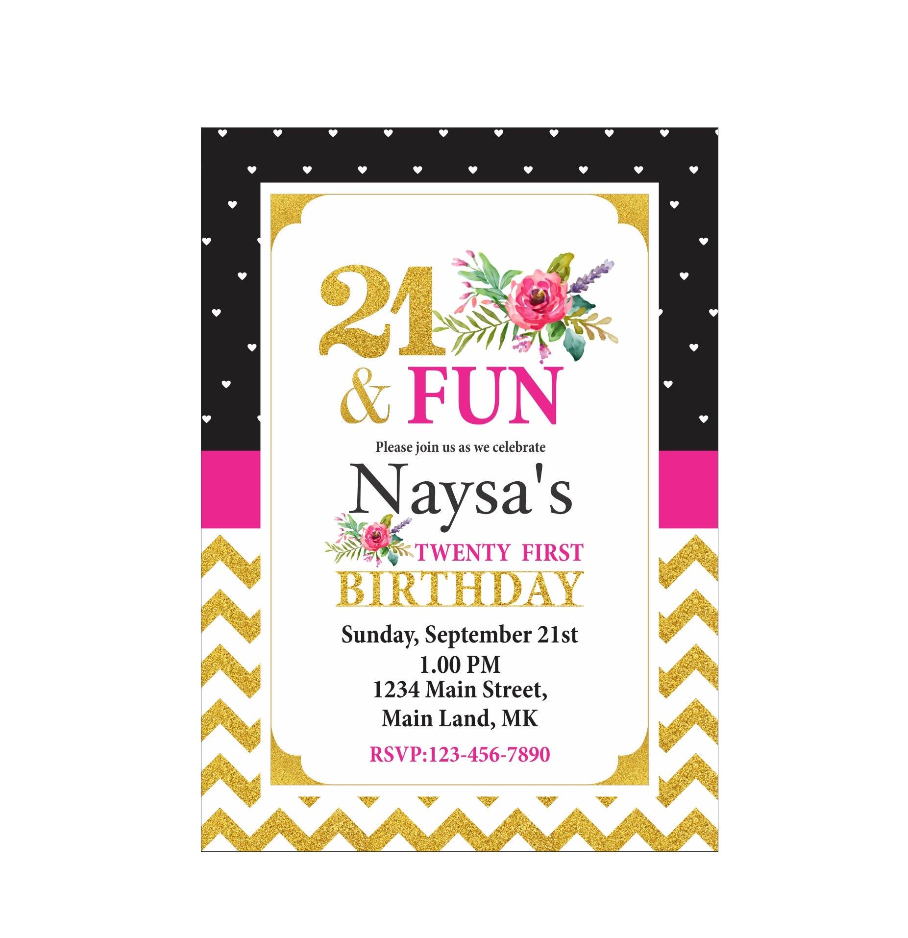 21st Birthday Theme Invitations ALL PARTY SUPPLIES Pretty UR Party   