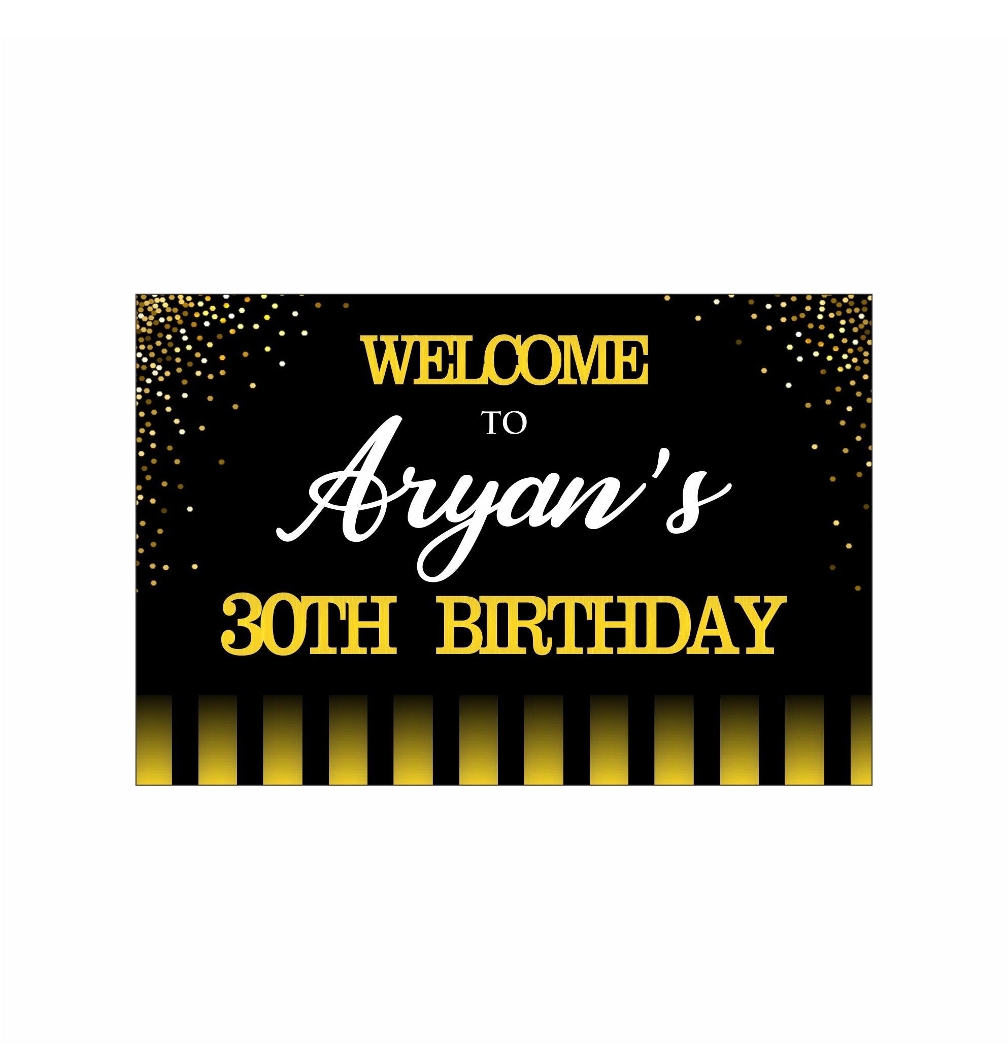Gold and Black 30th Birthday Theme Entrance Banner / Door Sign THEME PARTIES Pretty UR Party   