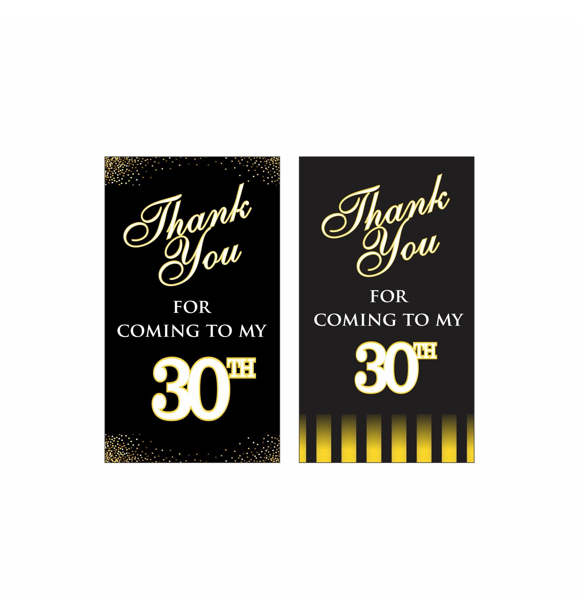 Gold and Black 30th Birthday Theme Thank you Tags THEME PARTIES Pretty UR Party   