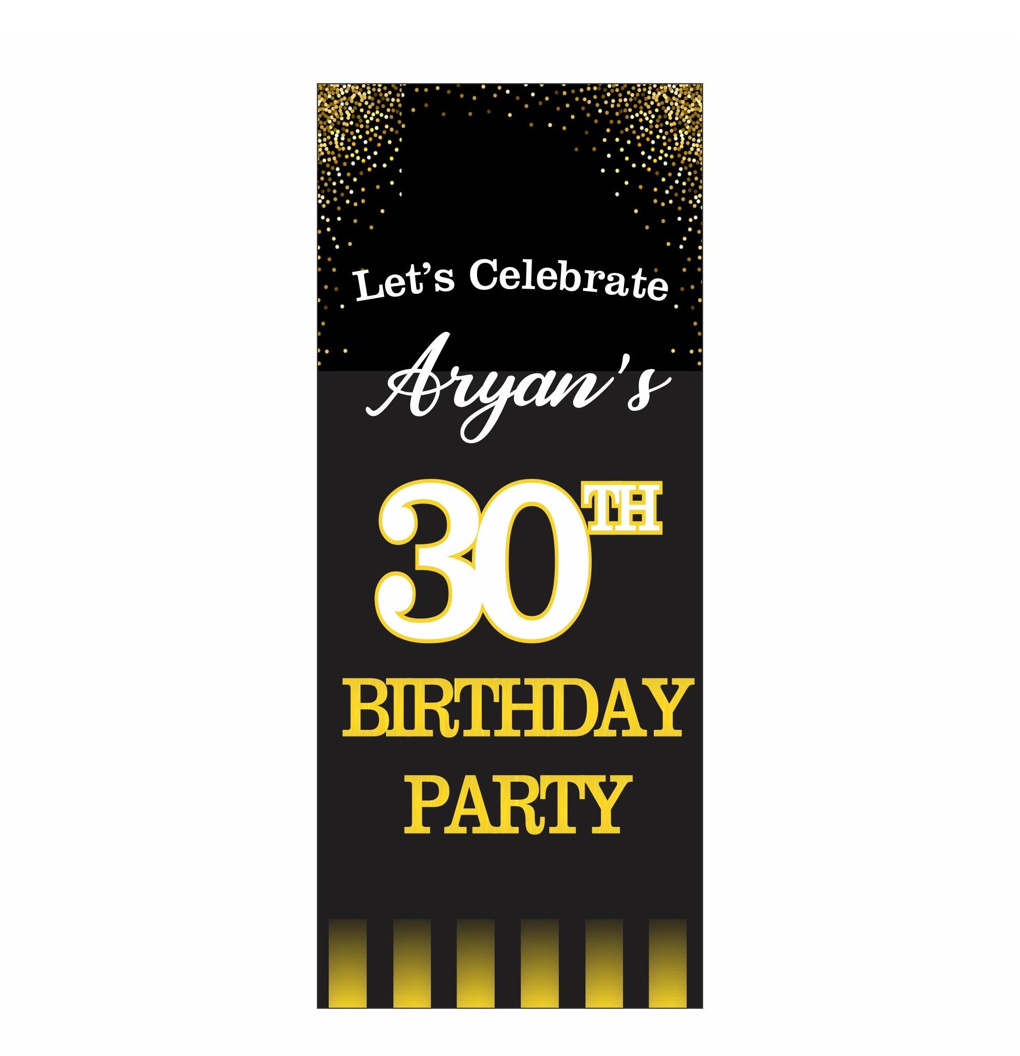 Gold and Black 30th Birthday Theme Door Banner THEME PARTIES Pretty UR Party   