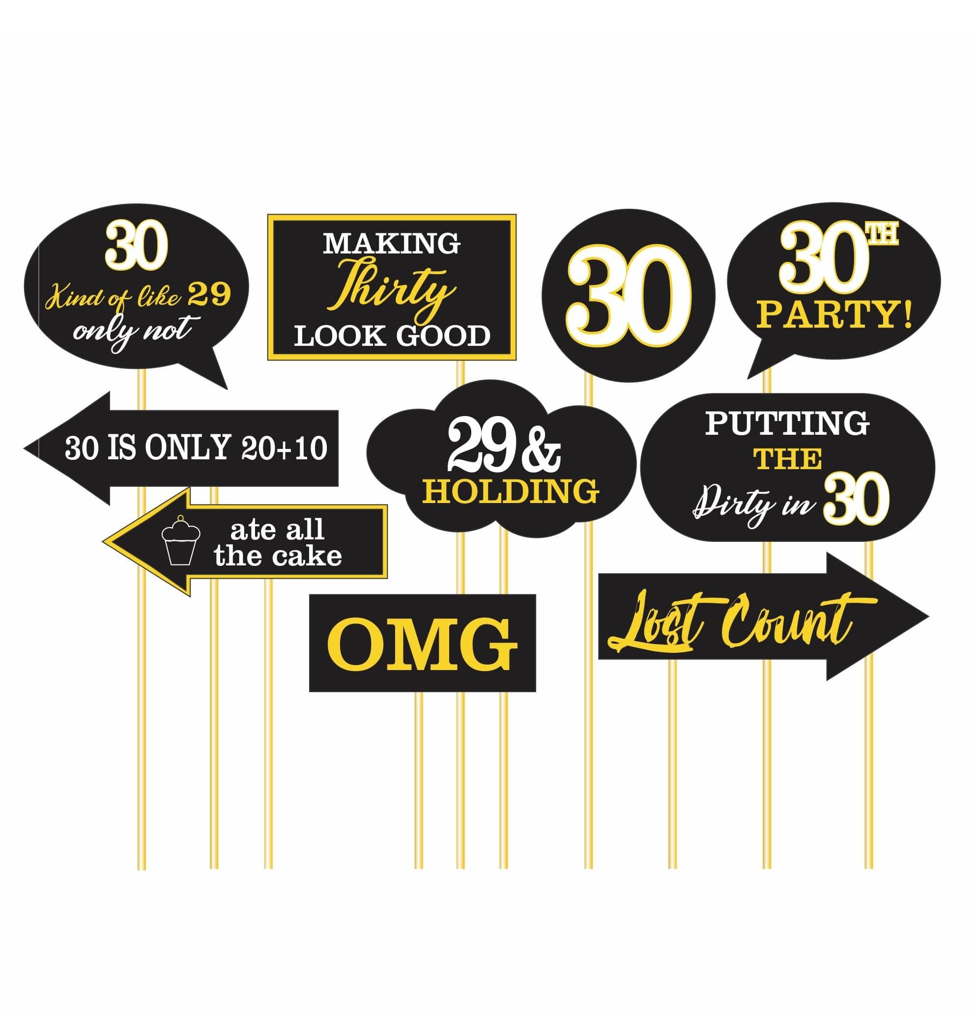 Gold and Black 30th Birthday Photo Prop THEME PARTIES Pretty UR Party   