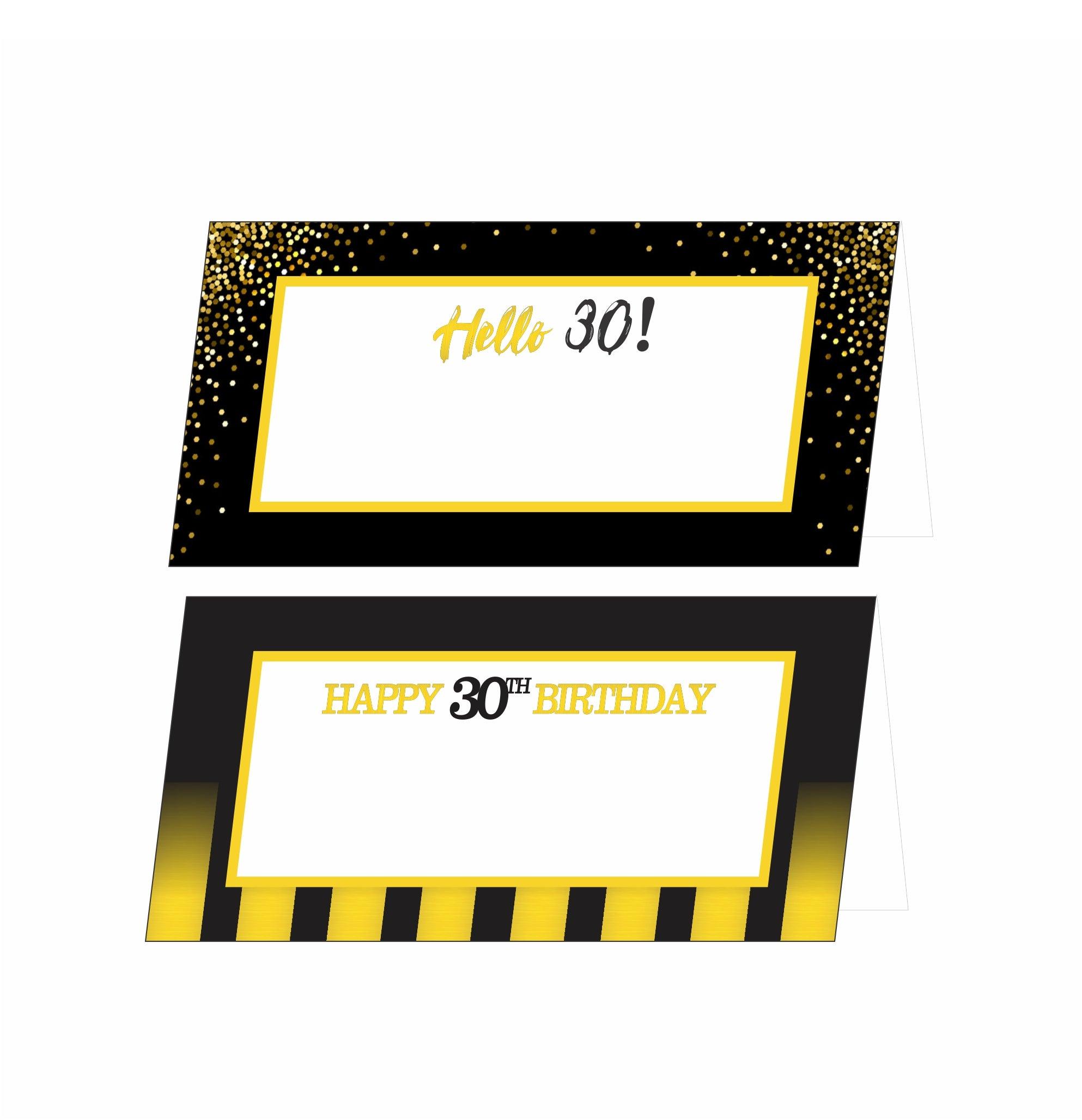 Gold and Black 30th Birthday Food Labels / Buffet Table Cards THEME PARTIES Pretty UR Party   