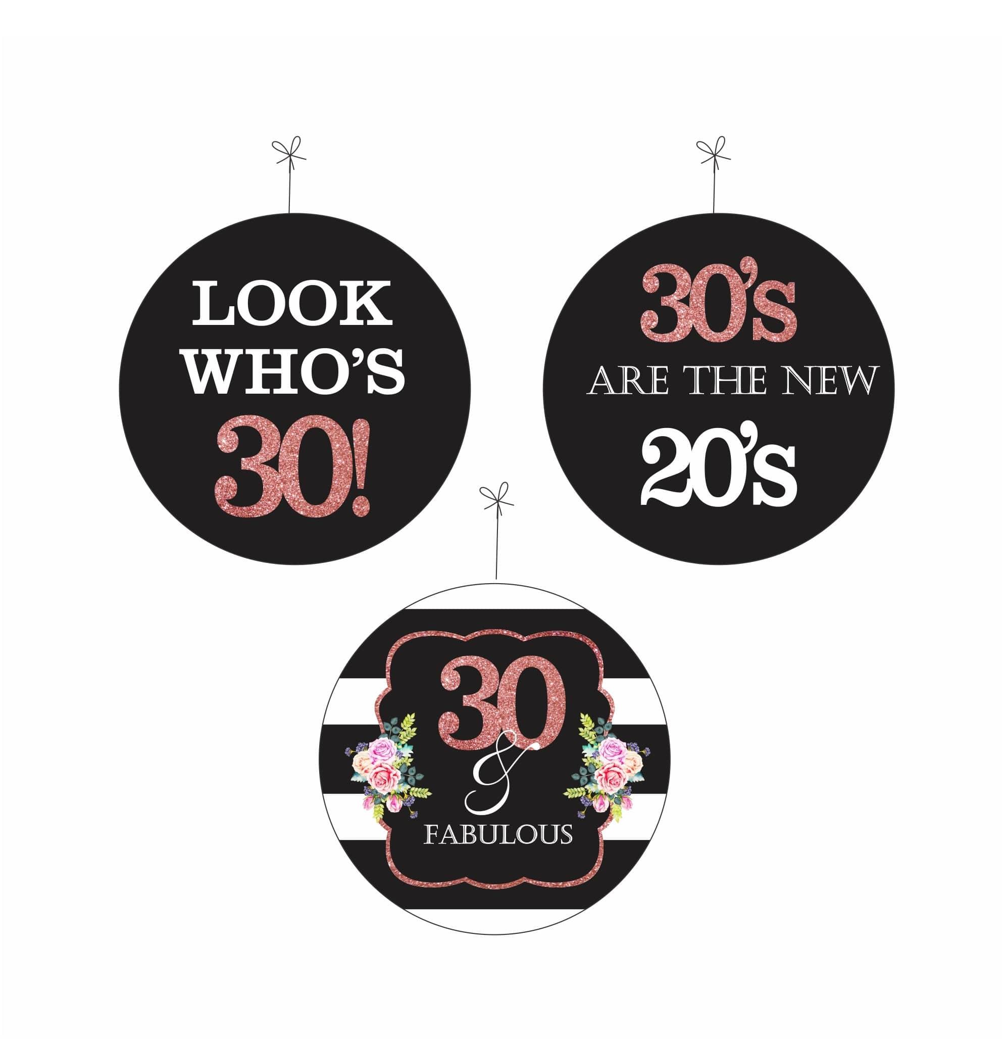 Pink and Black 30th Birthday Theme Danglers THEME PARTIES Pretty UR Party   