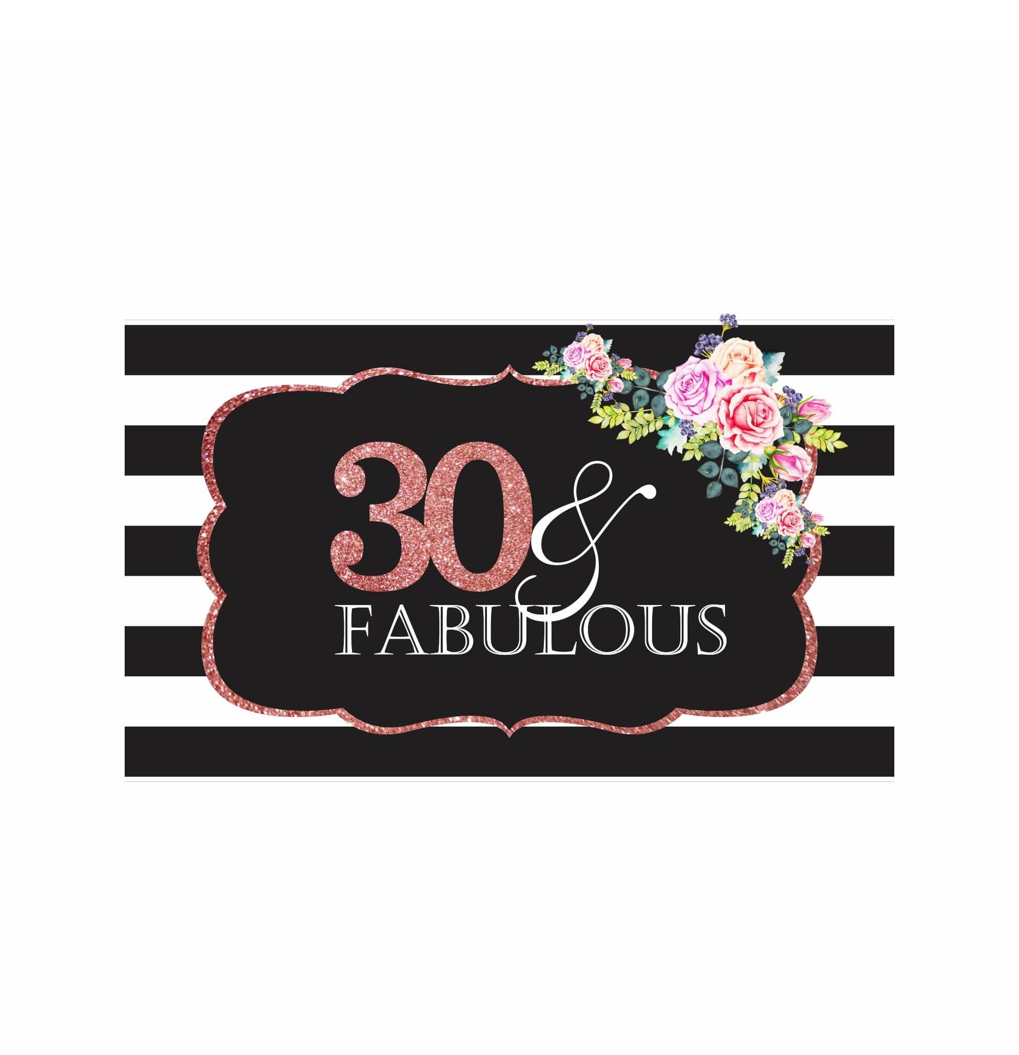 Pink and Black 30th Birthday Theme Backdrop PERSONALISED Pretty UR Party   
