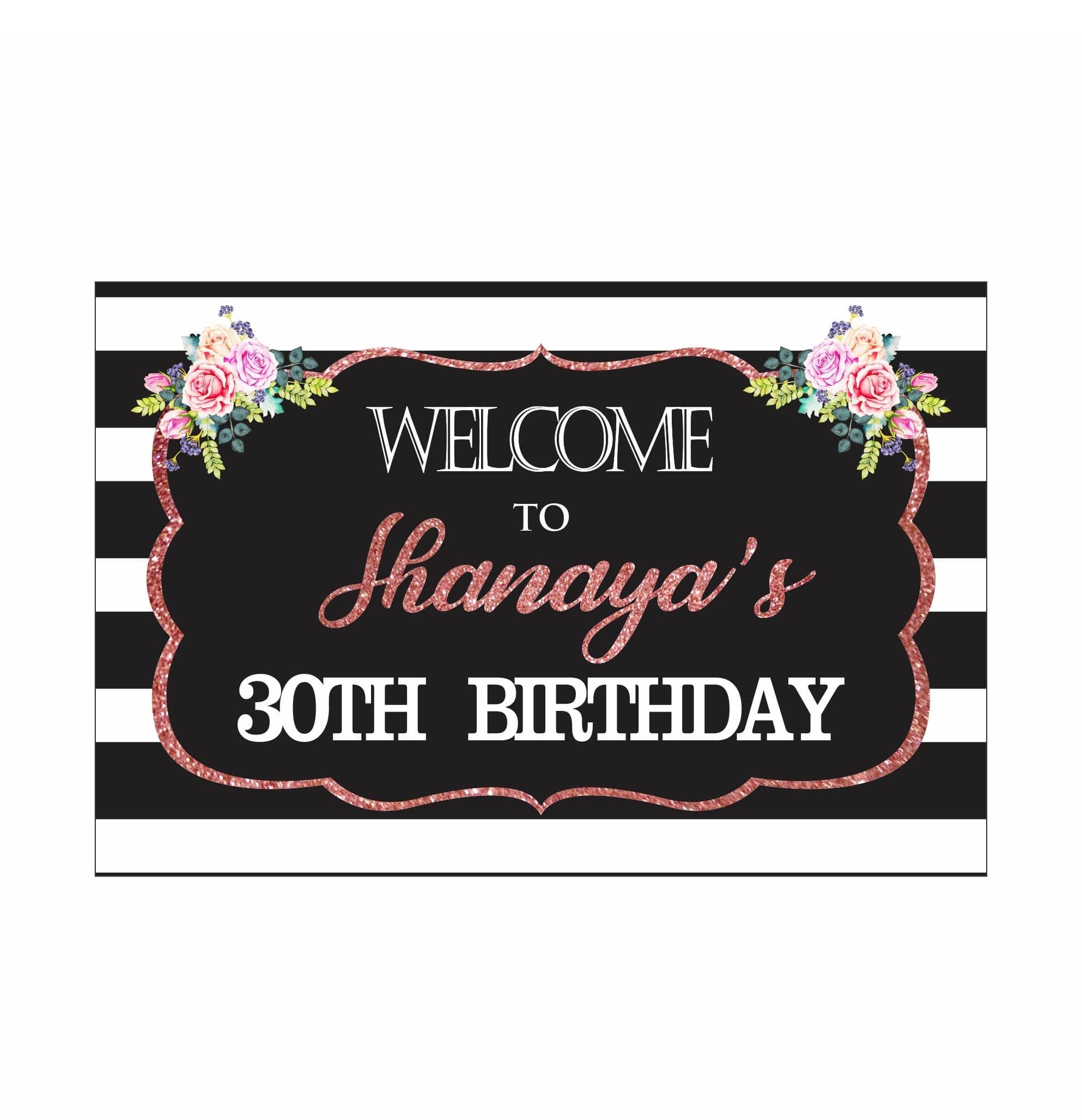 Pink and Black 30th Birthday Theme Entrance Banner / Door Sign THEME PARTIES Pretty UR Party   