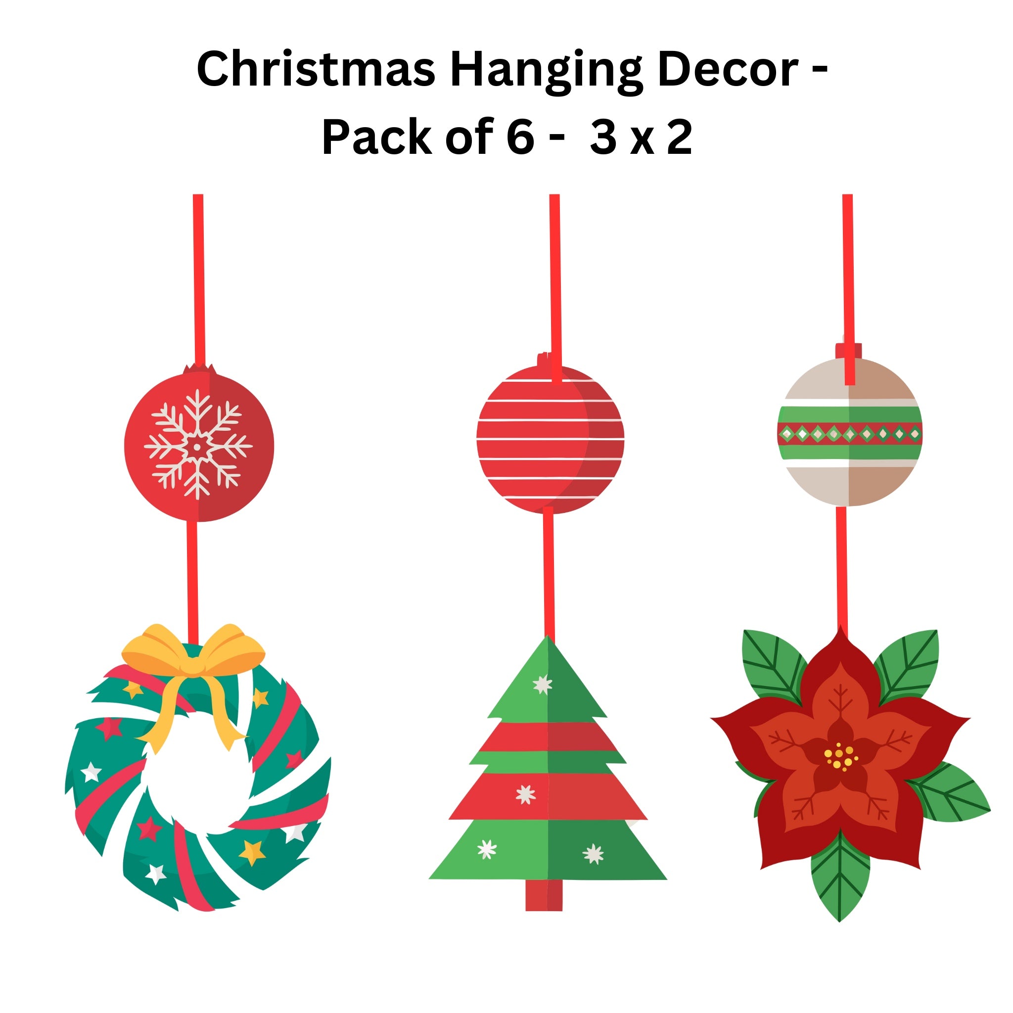 Christmas Hanging Danglers - Pack of 6 DECORATIONS PRETTY UR PARTY