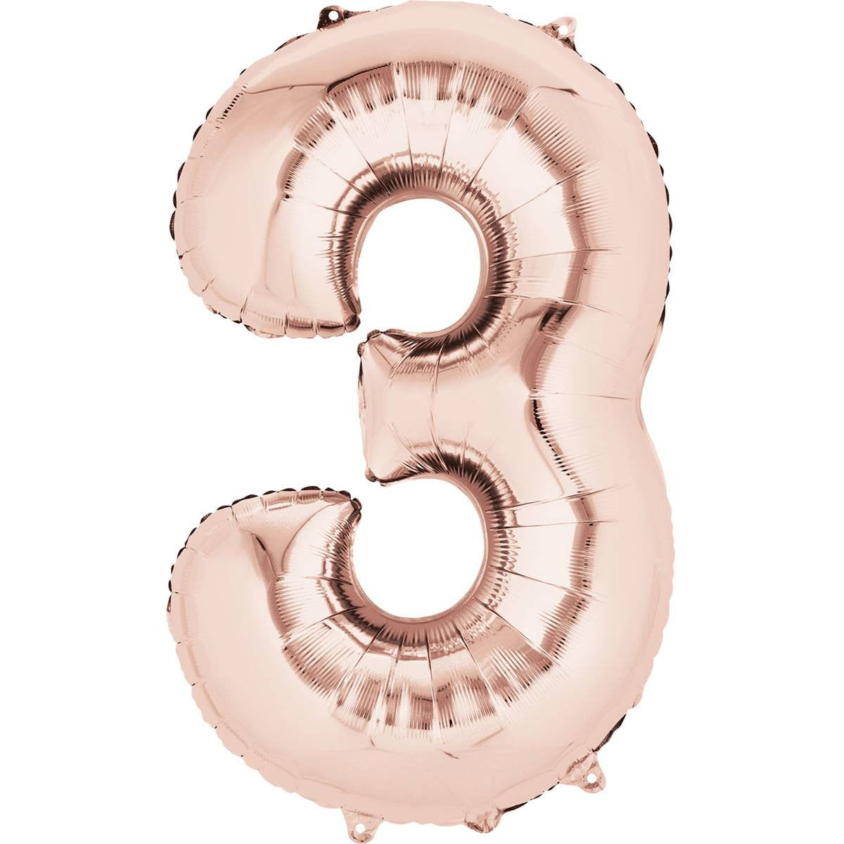 3 Number Foil Balloon ALL PARTY SUPPLIES Pretty UR Party 16 inch Rose Gold 