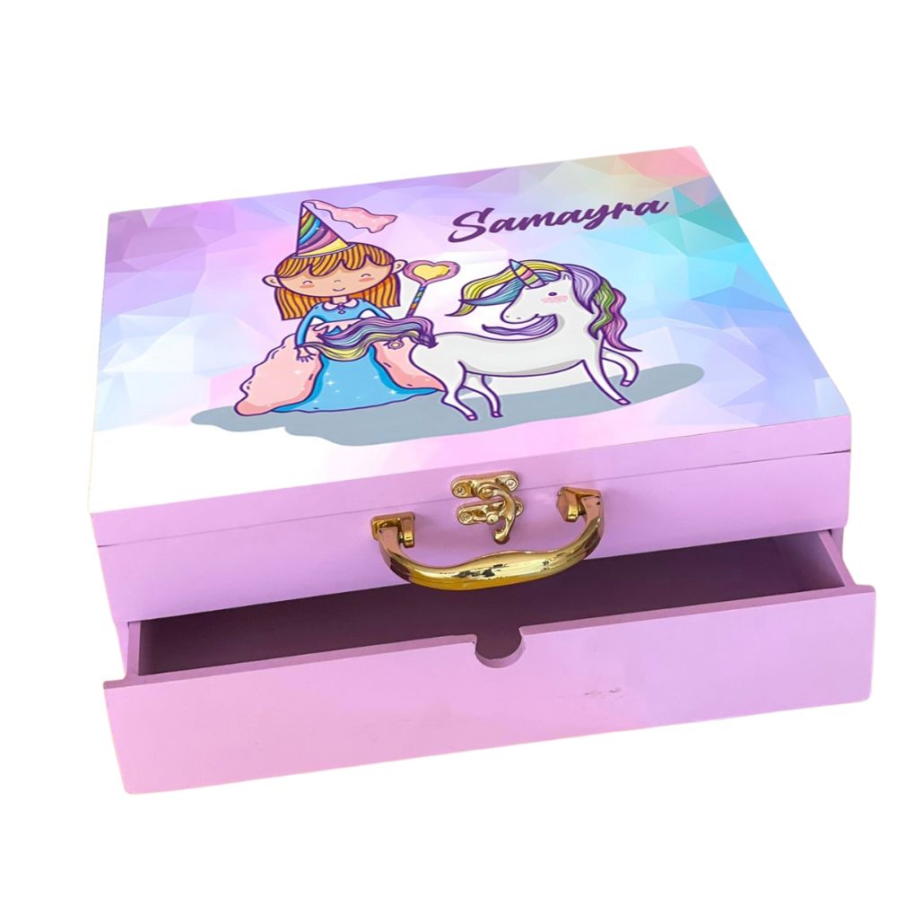 Personalised Wooden Trunk Box with Drawer