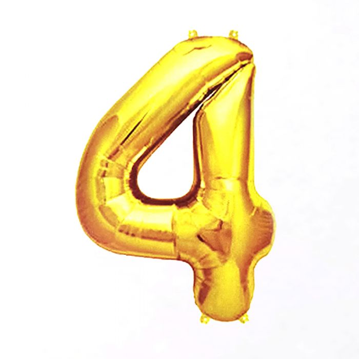 4 Number Foil Balloon ALL PARTY SUPPLIES Pretty UR Party 16 inch Gold 