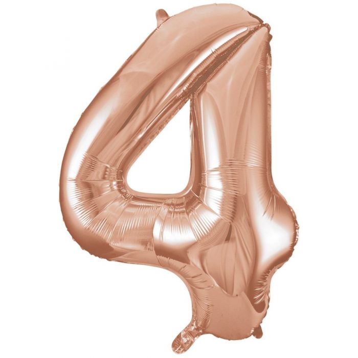 4 Number Foil Balloon ALL PARTY SUPPLIES Pretty UR Party 16 inch Rose Gold 