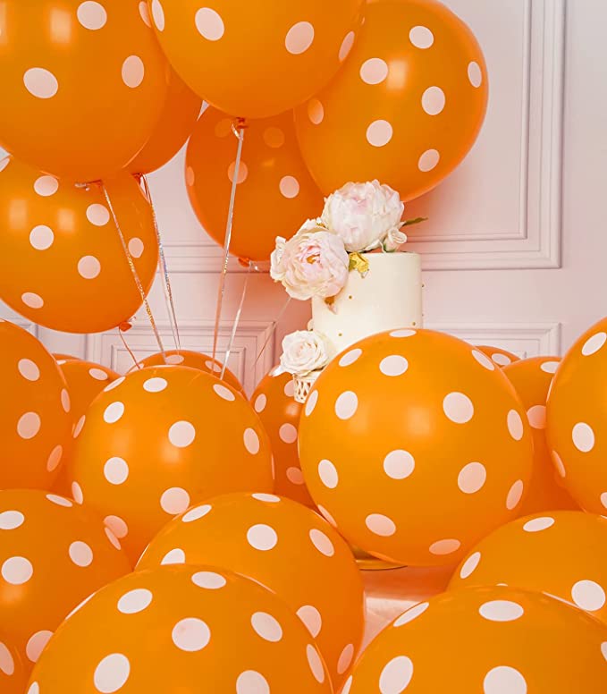 Orange Polka Dots Latex Balloons - Pack of 25 THEME PARTIES Pretty UR Party   