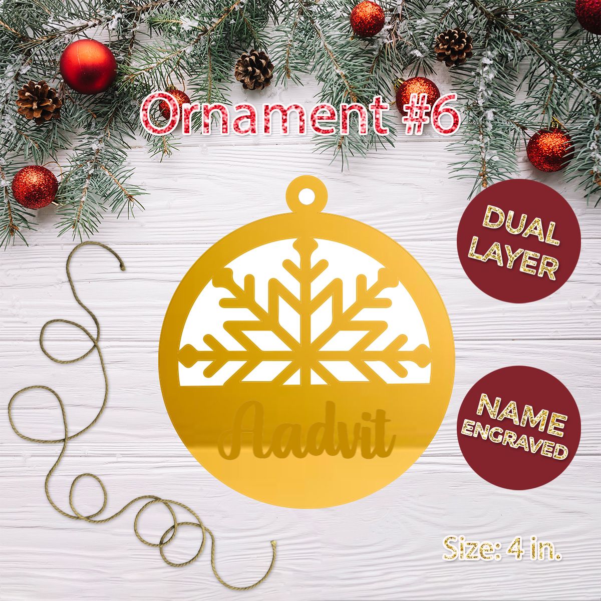 Personalized Acrylic Christmas Bauble 06 ALL PARTY SUPPLIES Pretty UR Party   