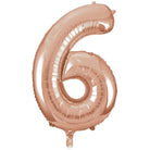 6 Number foil Balloon THEME PARTIES Pretty UR Party 16 inch Rose Gold 