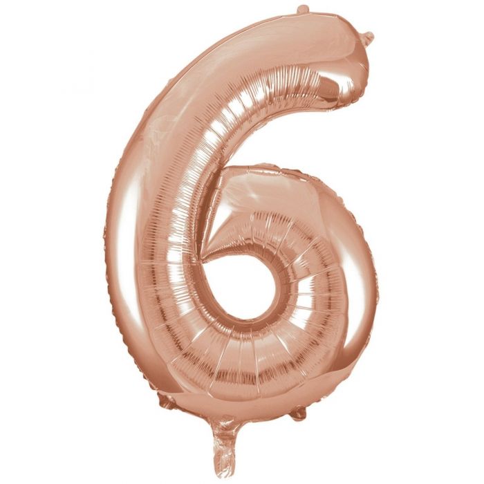 6 Number foil Balloon THEME PARTIES Pretty UR Party 16 inch Rose Gold 