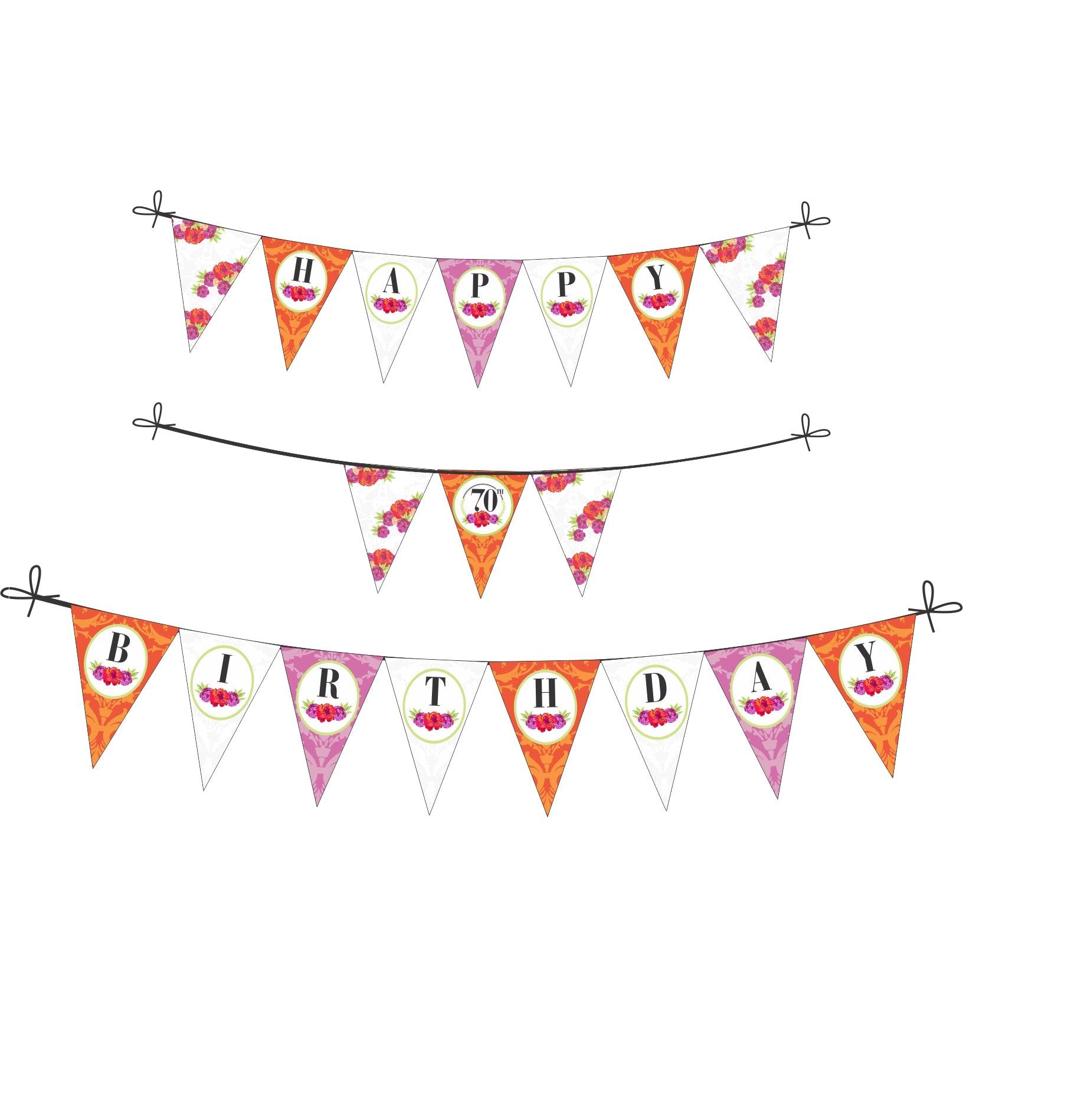 70th Birthday Theme Bunting DECORATIONS Pretty UR Party   