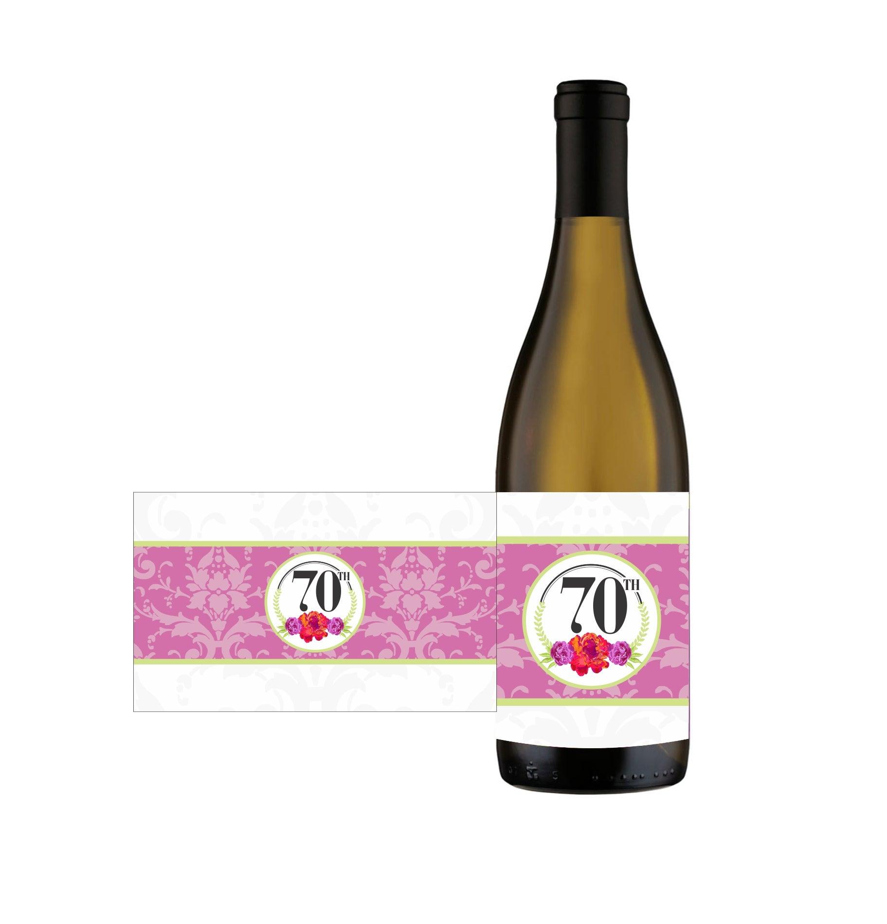70th Birthday Champagne / Wine Label GIFT FOR ALL Pretty UR Party   