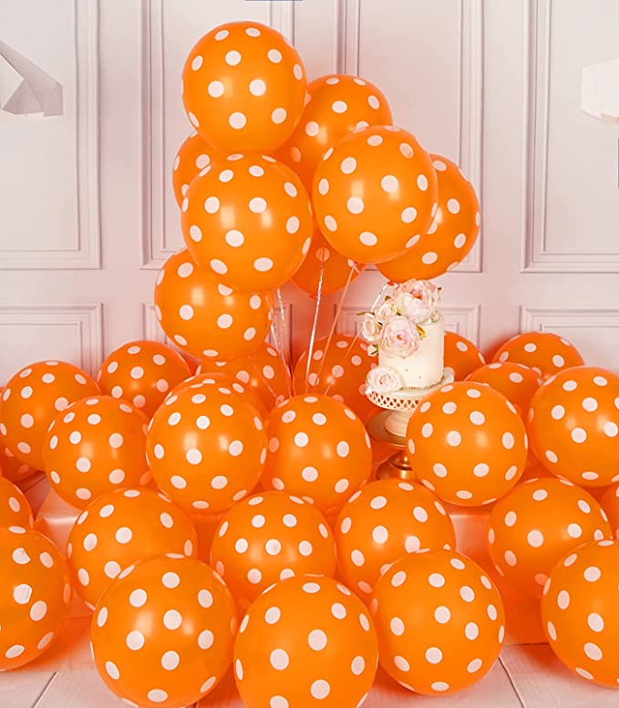 Orange Polka Dots Latex Balloons - Pack of 25 THEME PARTIES Pretty UR Party   