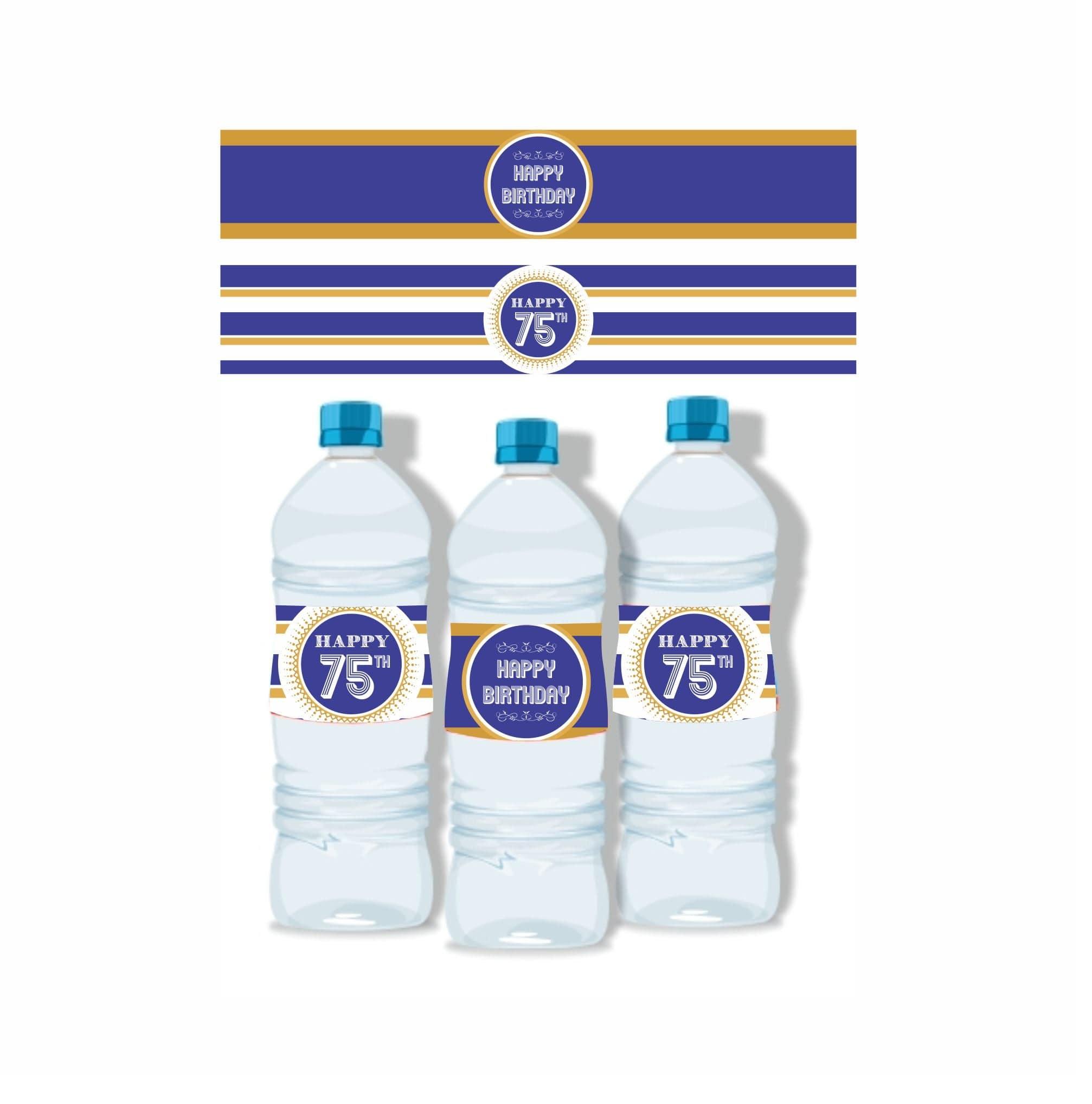 75th Birthday Theme Water Bottle Labels THEME PARTIES Pretty UR Party   