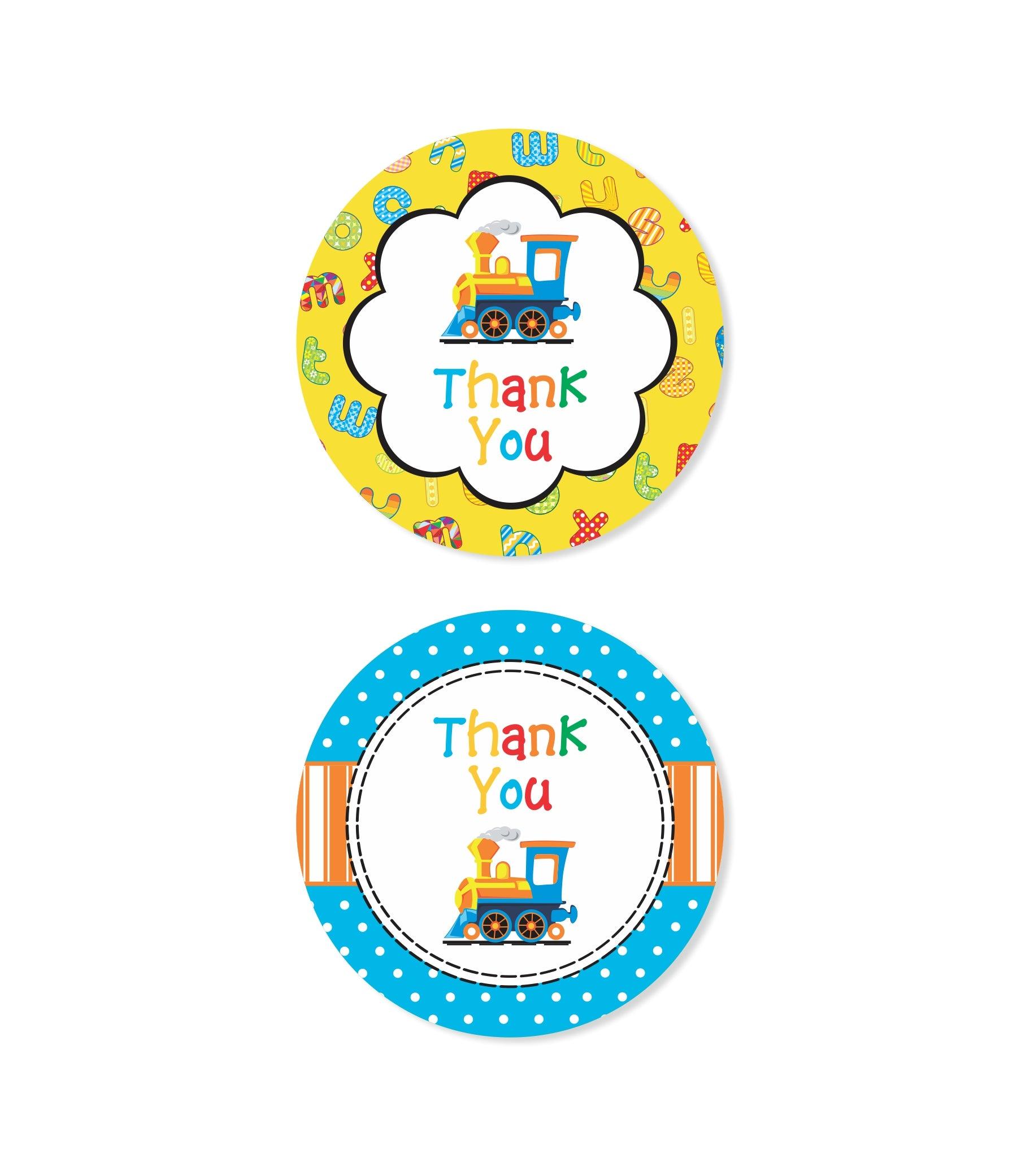 Alphabets and Train theme Thank you Tags THEME PARTIES Pretty UR Party   