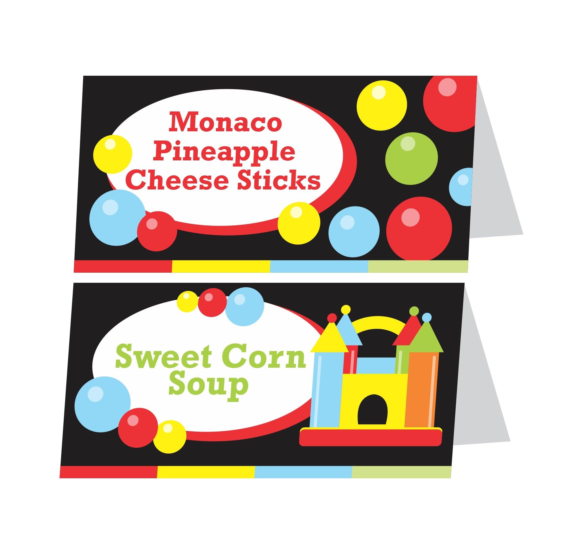 Ball Theme Food Labels / Buffet Table Cards THEME PARTIES Pretty UR Party   