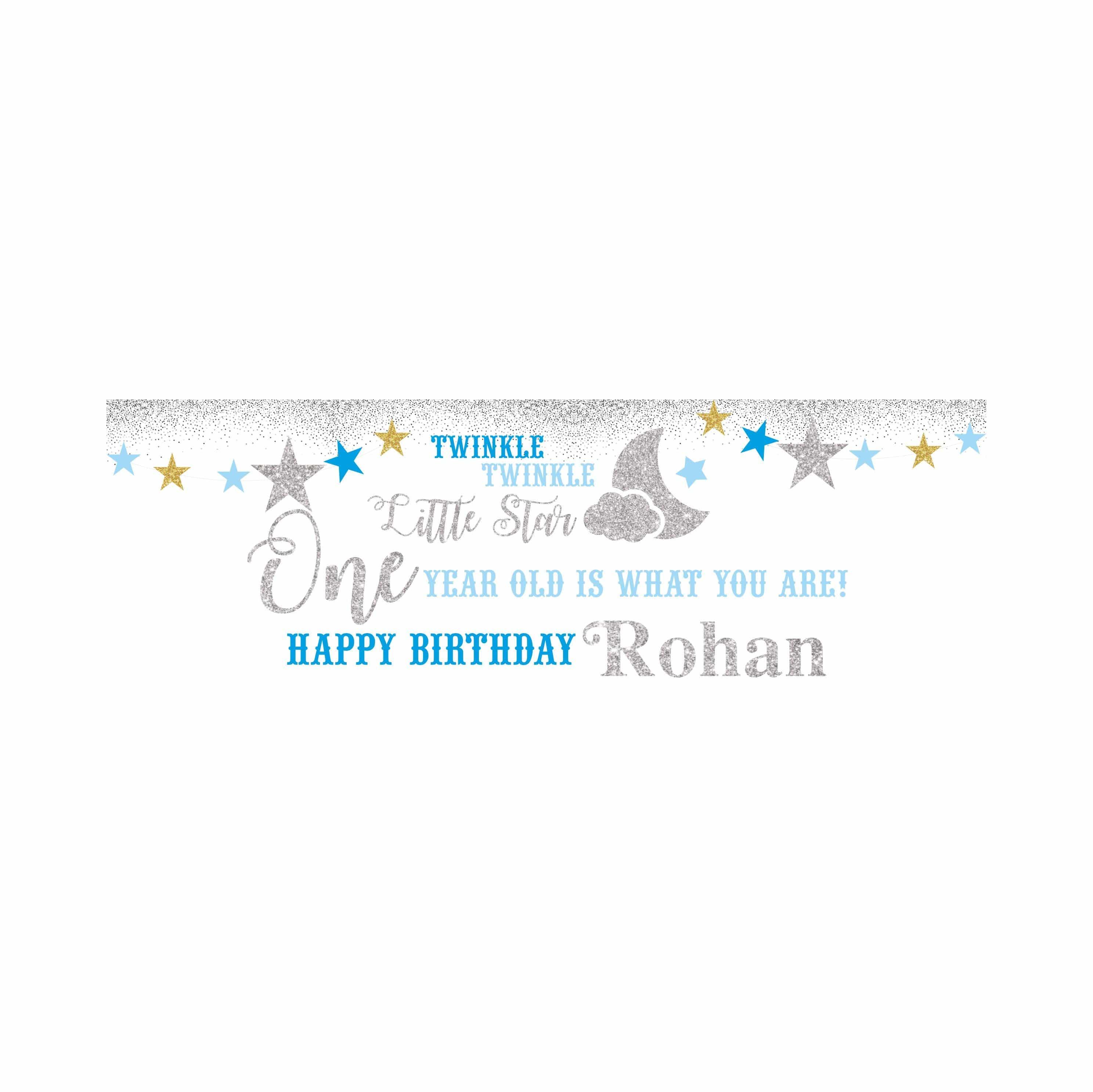 Personalized Twinkle Twinkle Little Star Boy Banner 30in ALL PARTY SUPPLIES Pretty UR Party   