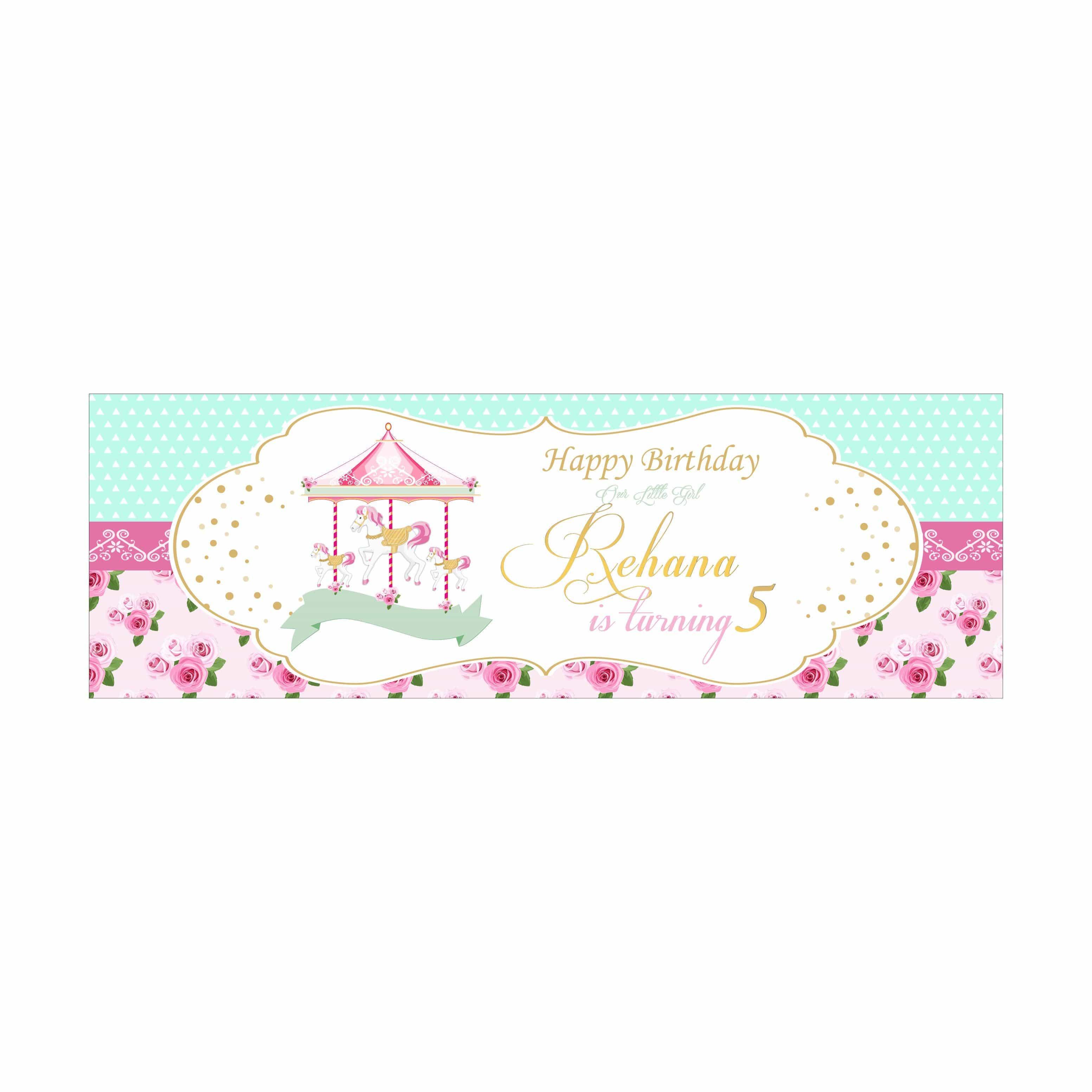 Personalized Carousel Birthday Banner 30in ALL PARTY SUPPLIES Pretty UR Party   