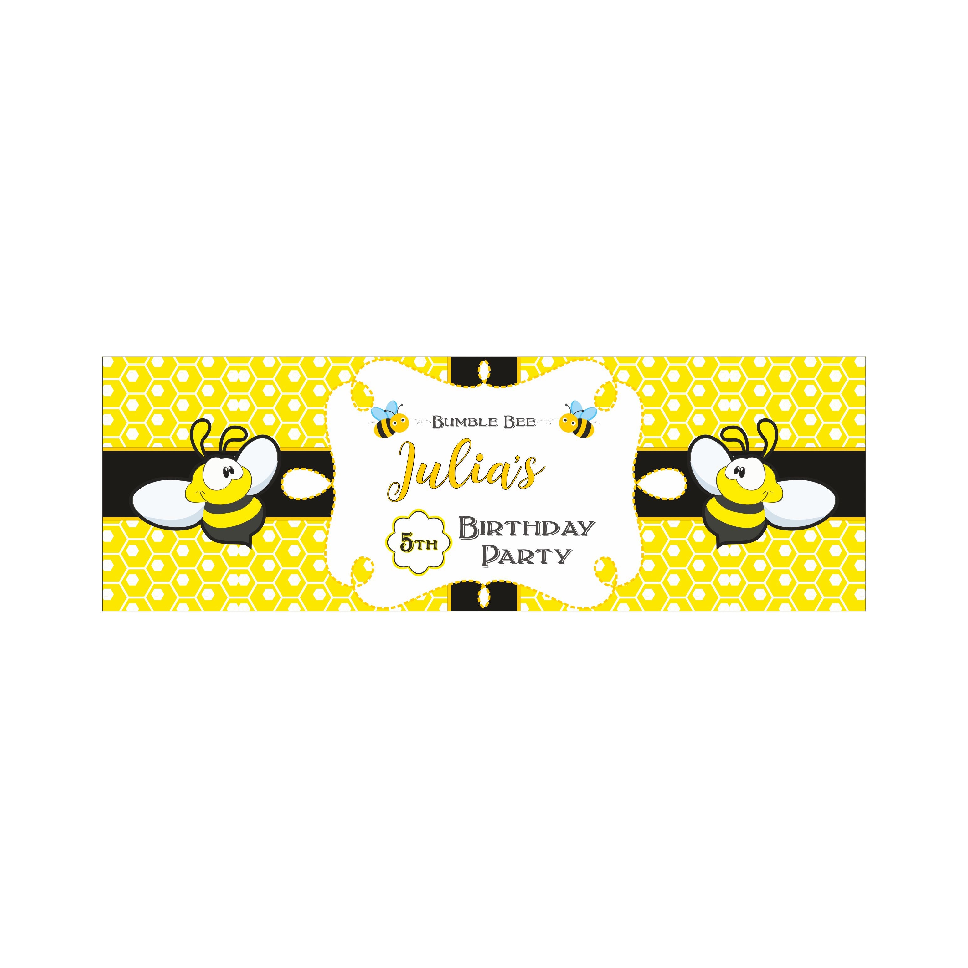 Personalized Bumble Bee Birthday Banner 30in ALL PARTY SUPPLIES Pretty UR Party   