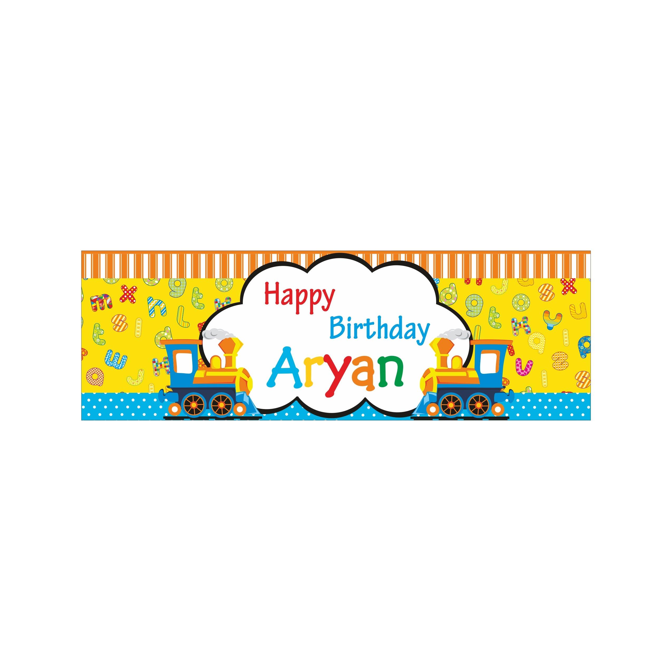 Personalized Alphabets & Train Birthday Banner 30in ALL PARTY SUPPLIES Pretty UR Party   