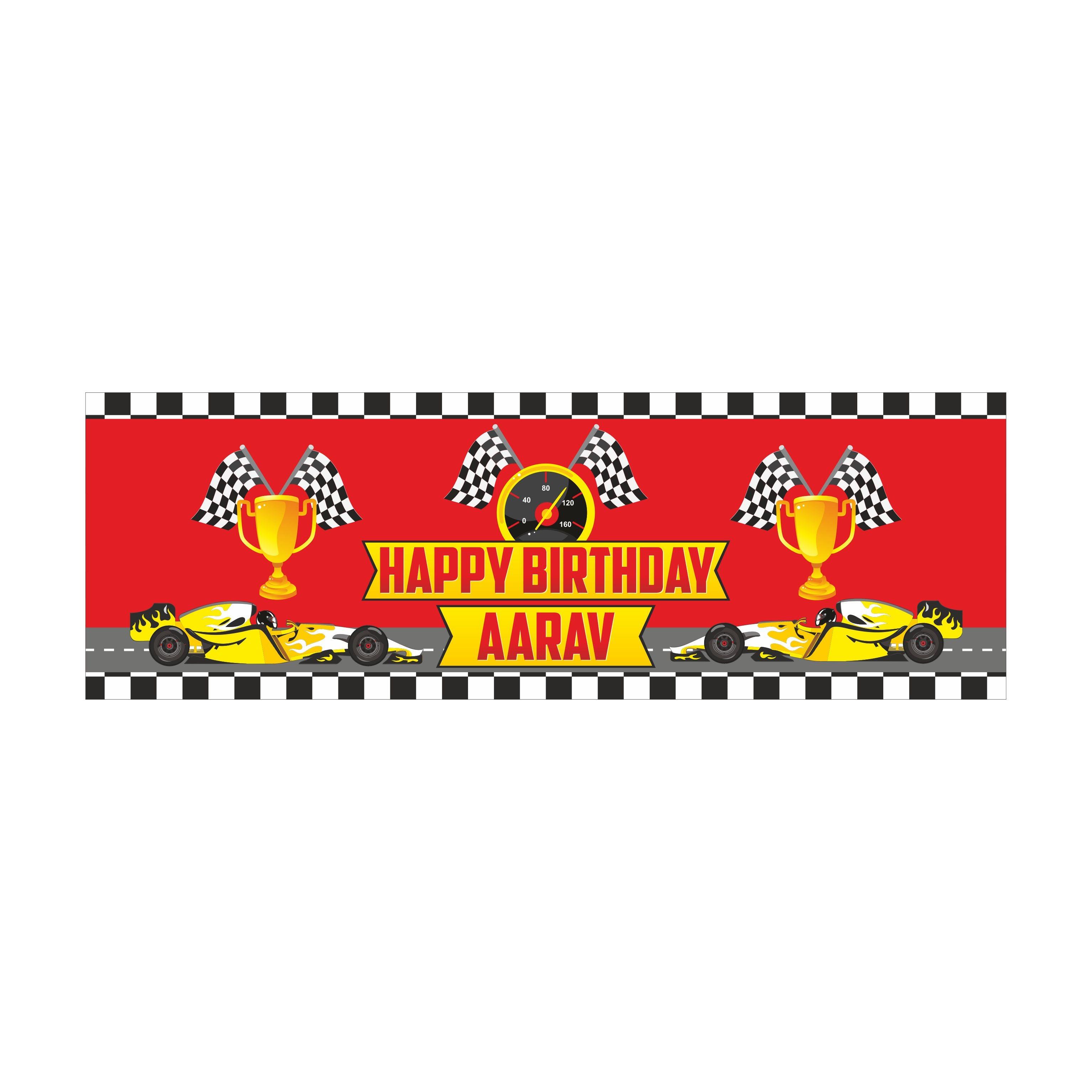 Personalized Race Car Party Birthday Banner 30in ALL PARTY SUPPLIES Pretty UR Party   