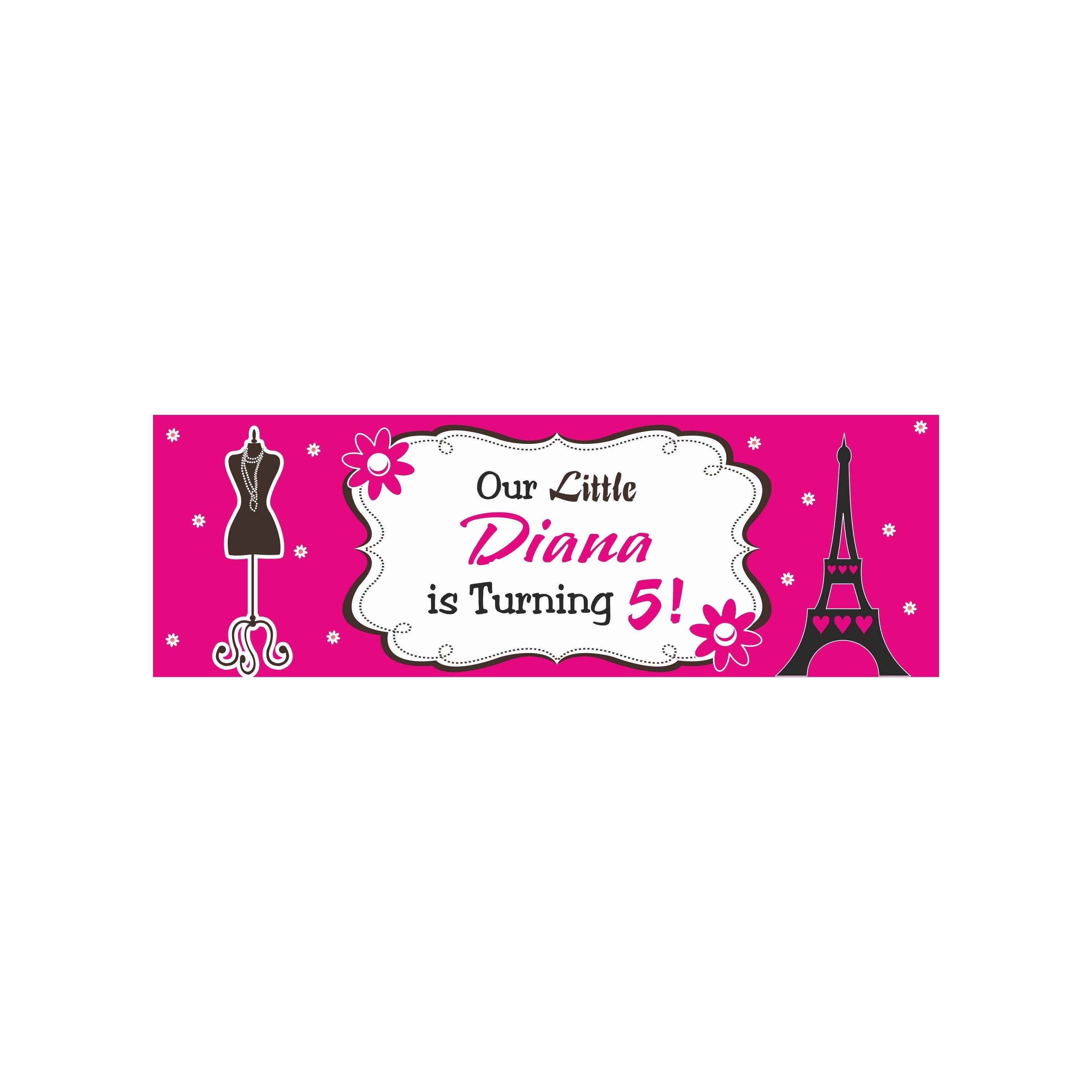 Personalized Paris Inspired Birthday Banner 30in ALL PARTY SUPPLIES Pretty UR Party   