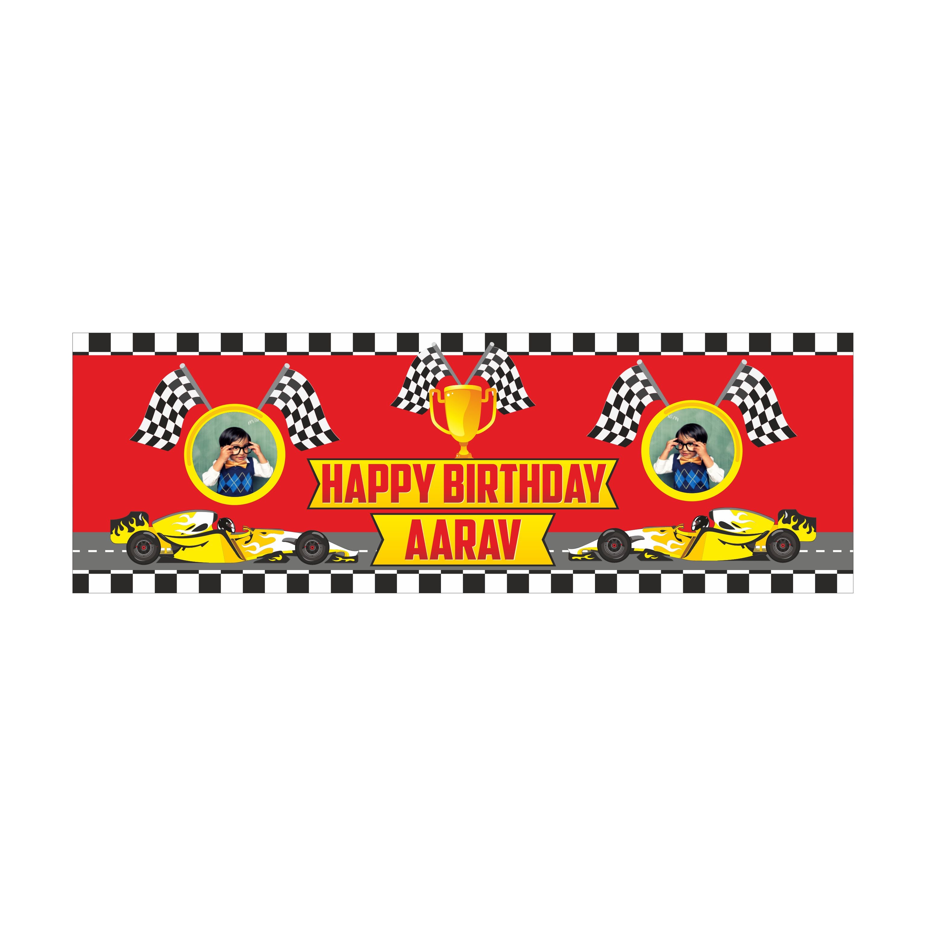 Personalized Race Car Party Birthday Banner 30in ALL PARTY SUPPLIES Pretty UR Party   