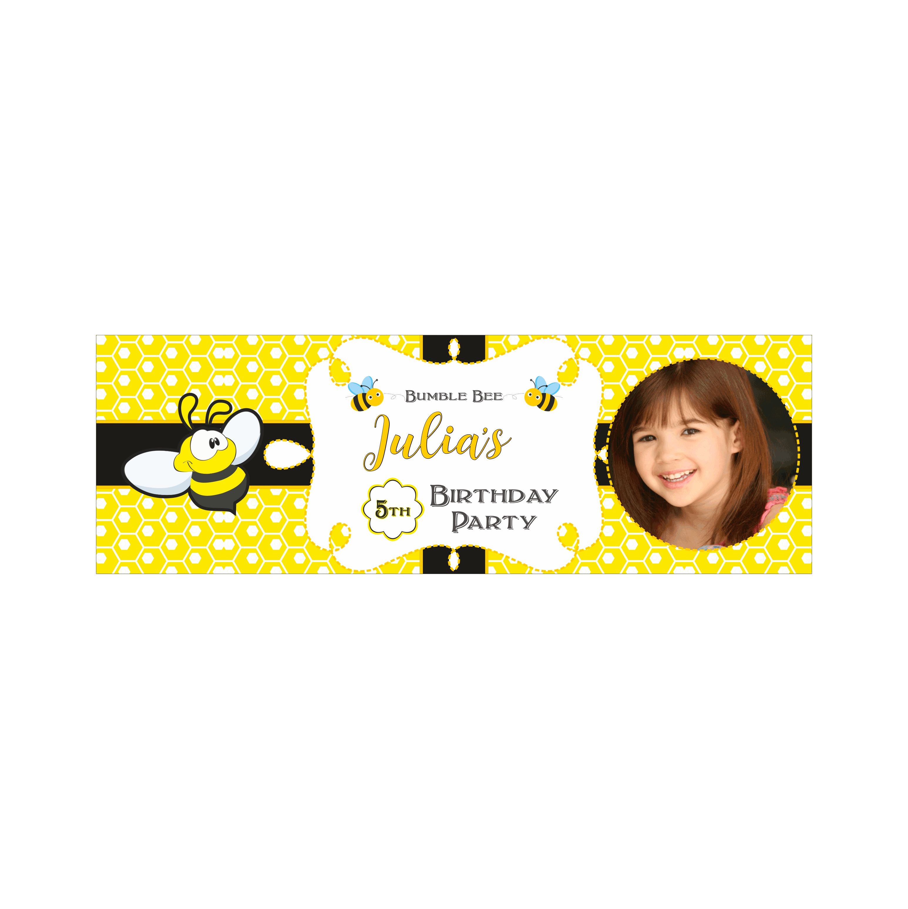 Personalized Bumble Bee Birthday Banner 30in ALL PARTY SUPPLIES Pretty UR Party   