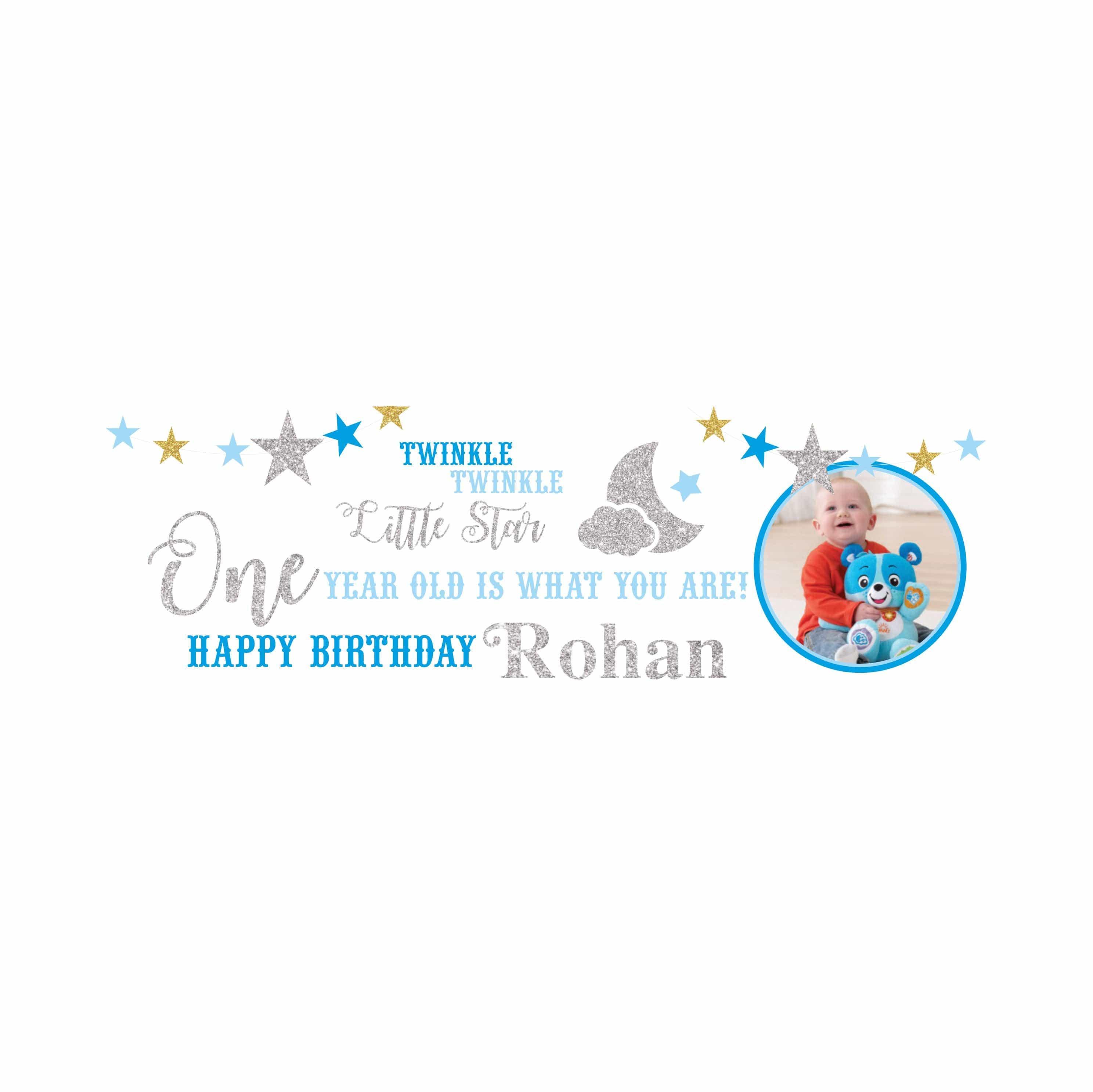 Personalized Twinkle Twinkle Little Star Boy Banner 30in ALL PARTY SUPPLIES Pretty UR Party   