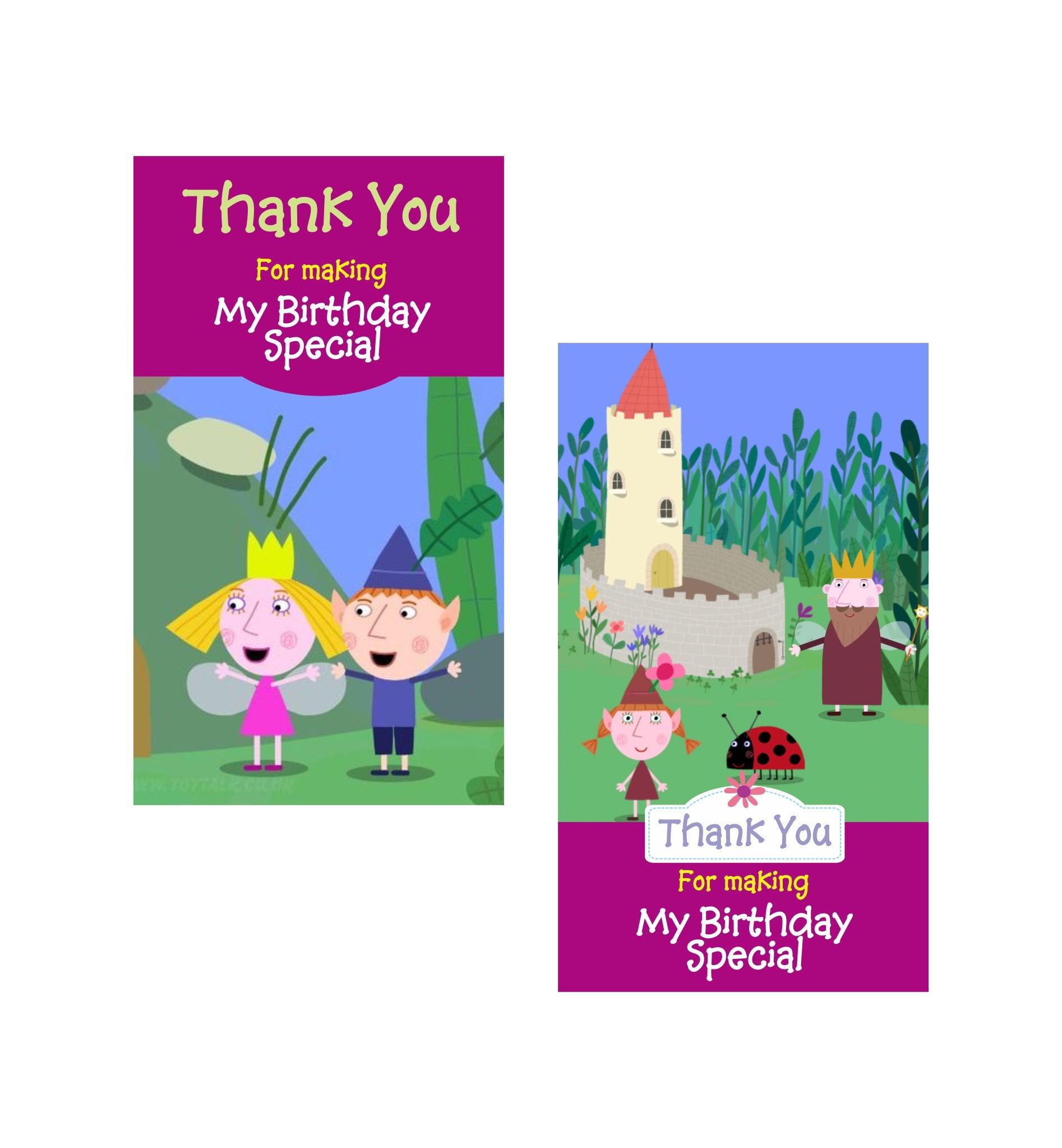 Ben and Holly's Little Kingdom Theme Thank you Tags THEME PARTIES Pretty UR Party   