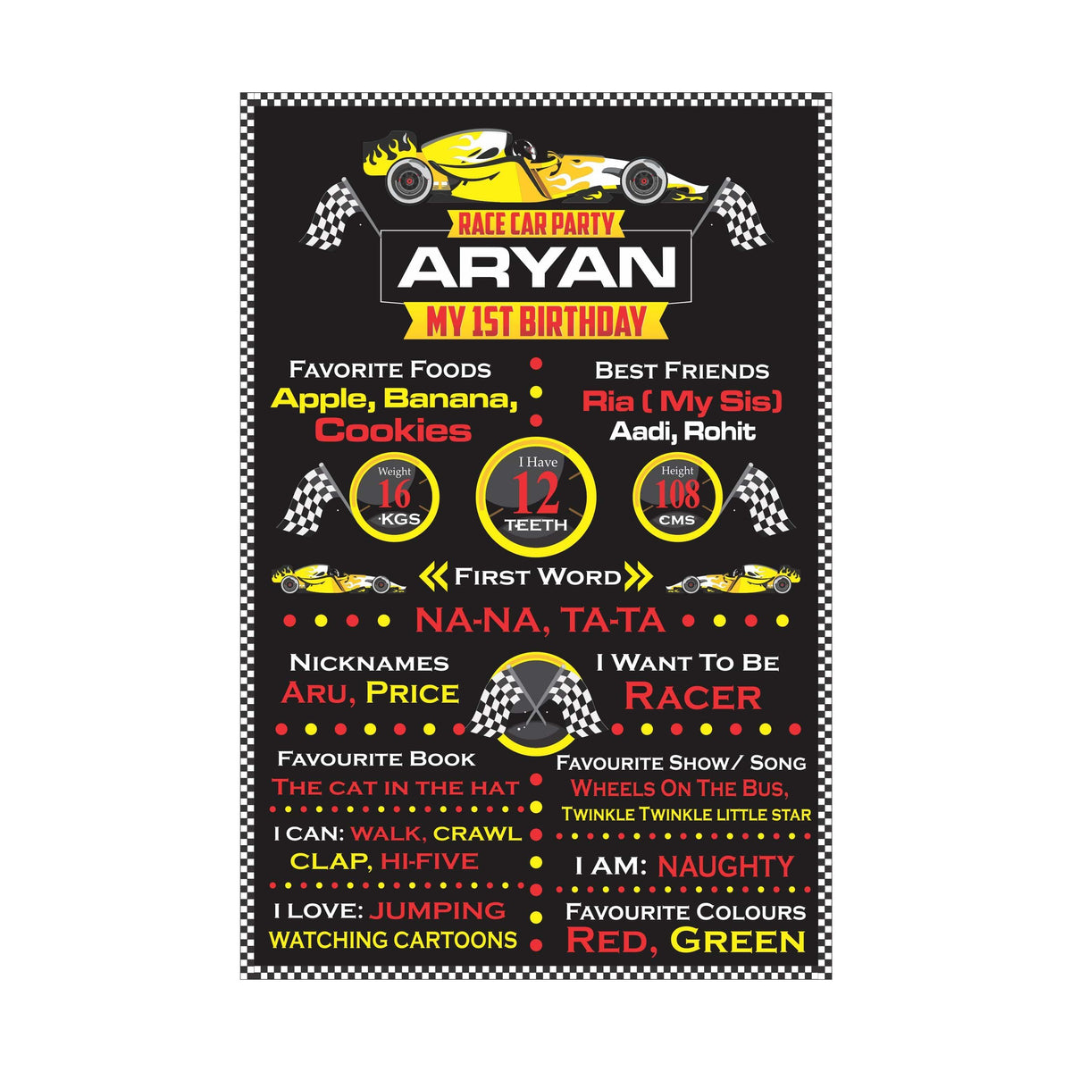 Race Car Theme Chalkboard Poster – PRETTY UR PARTY