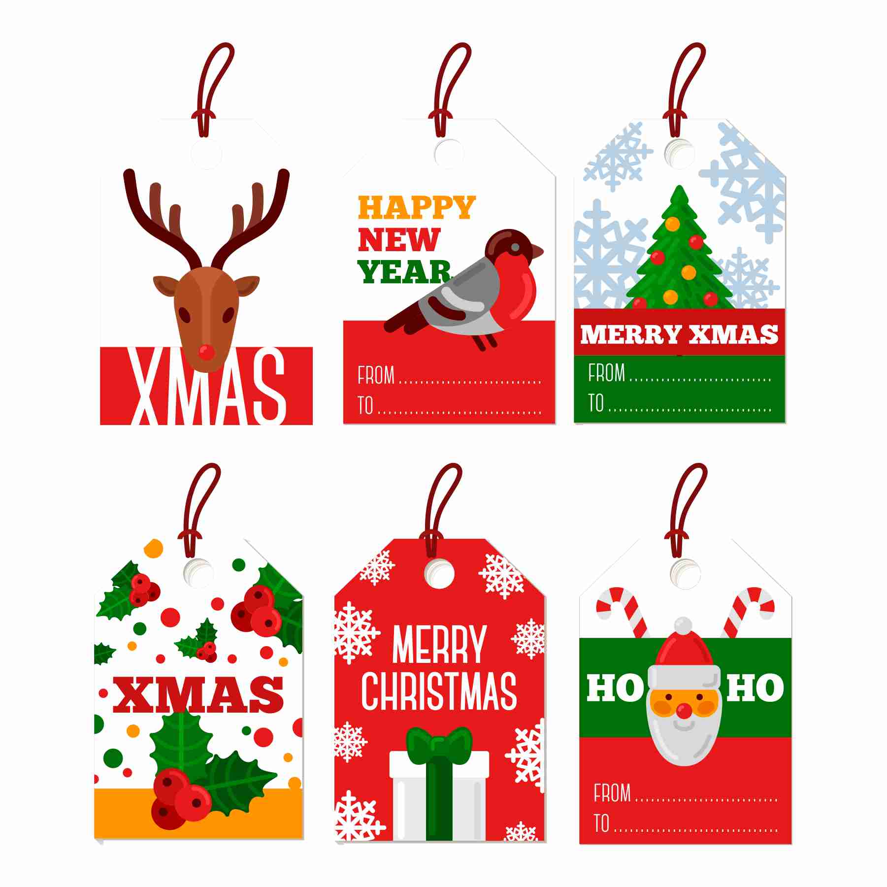 Christmas Gift Tags with String 02 - Pack of 30 Christmas PRETTY UR PARTY