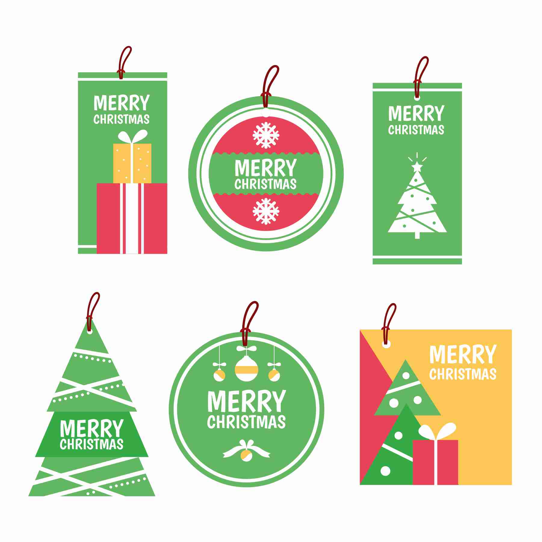 Christmas Gift Tags with String 03 - Pack of 30 Christmas PRETTY UR PARTY