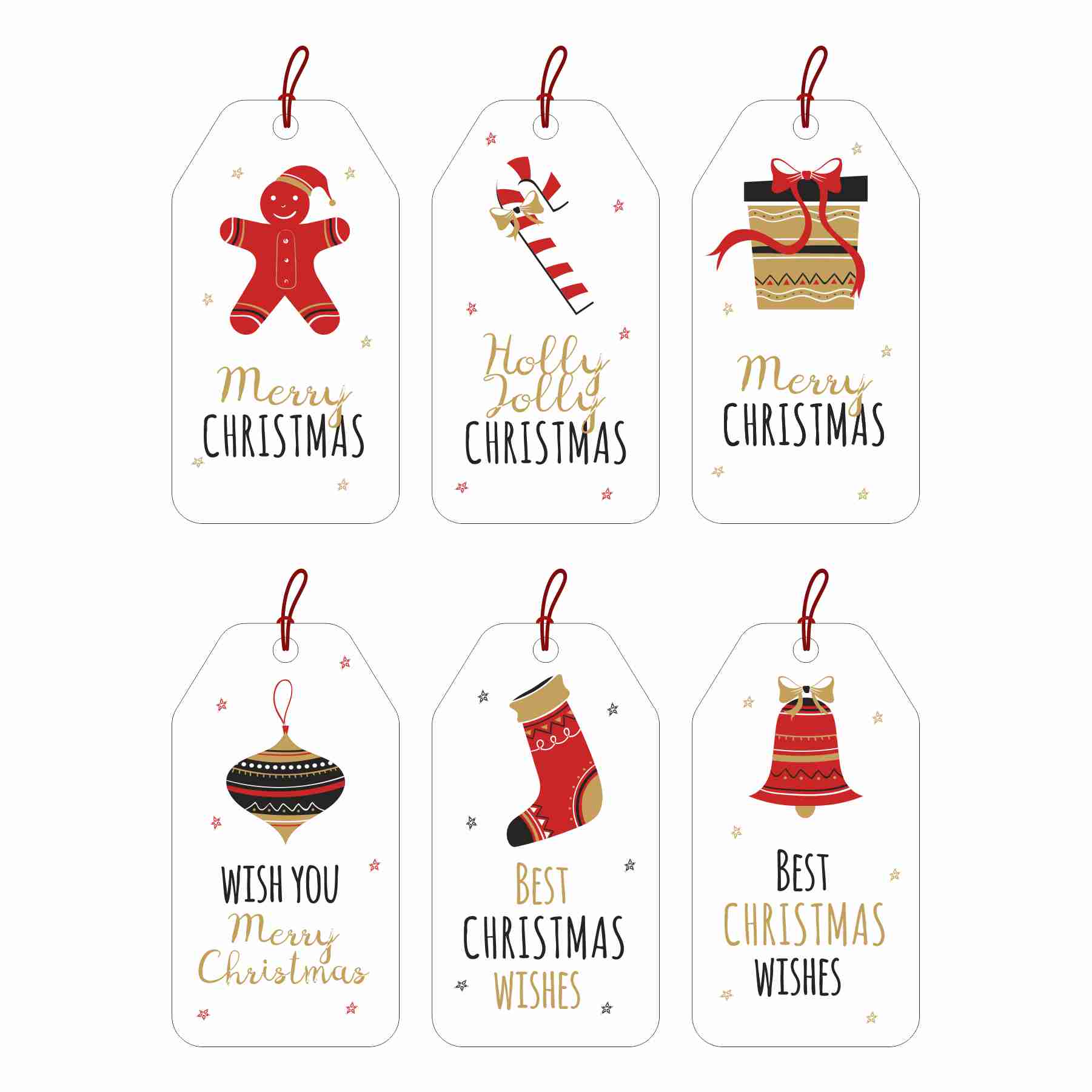 Christmas Gift Tags with String 04 - Pack of 30 Christmas PRETTY UR PARTY