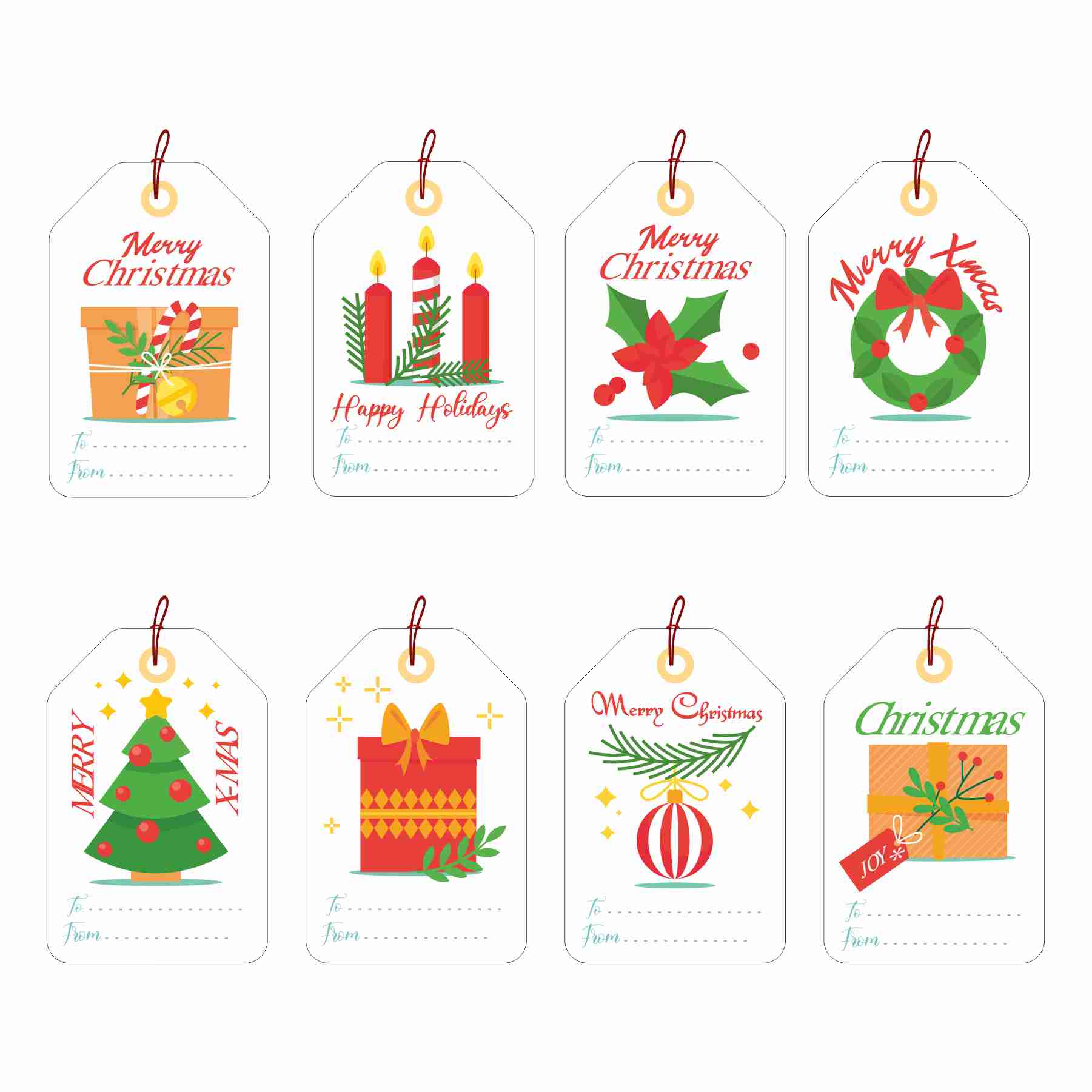 Christmas Gift Tags with String 05 - Pack of 30 Christmas PRETTY UR PARTY