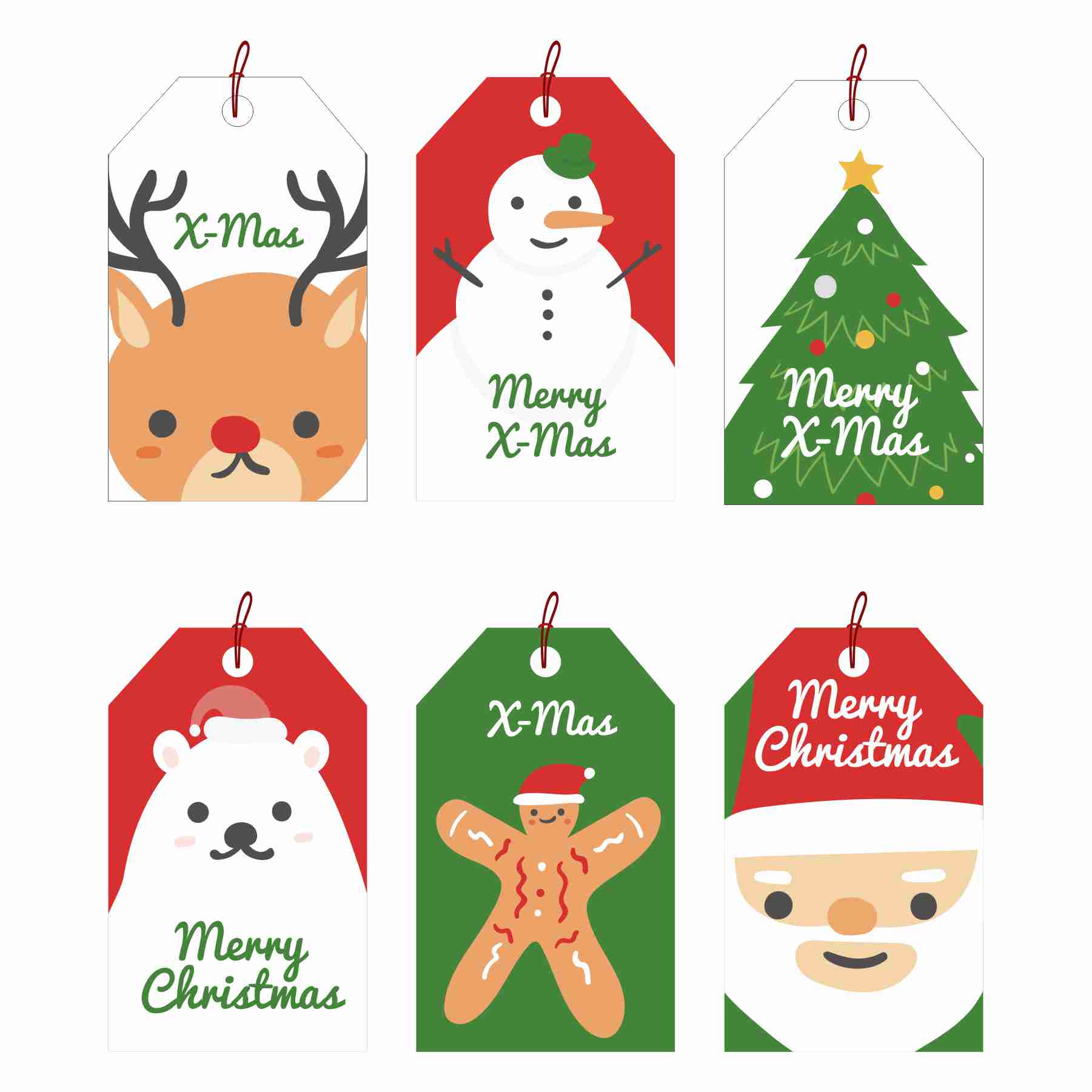 Christmas Gift Tags with String 06 - Pack of 30 Christmas PRETTY UR PARTY