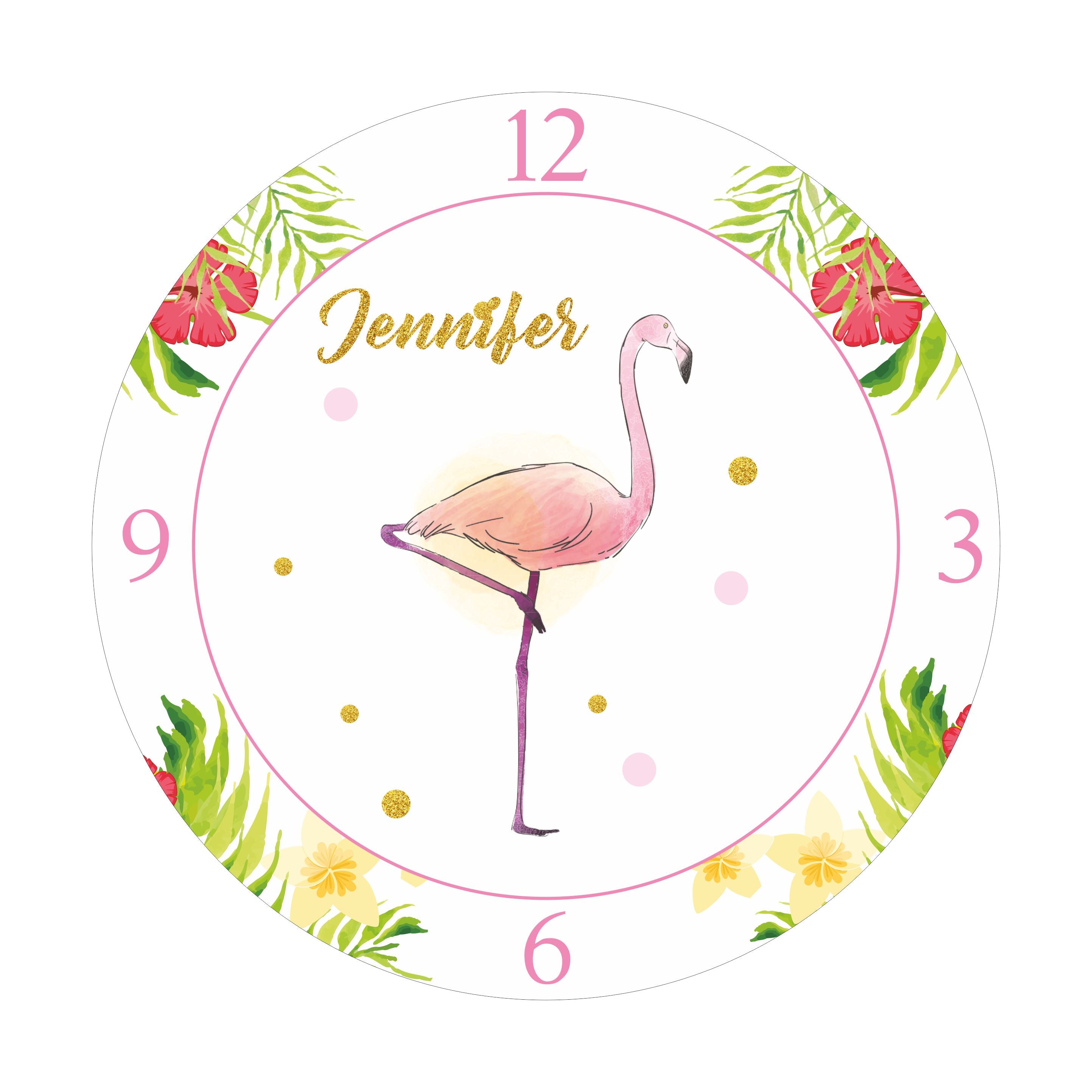 Personalised Flamingo Theme Clock THEME PARTIES Pretty UR Party   