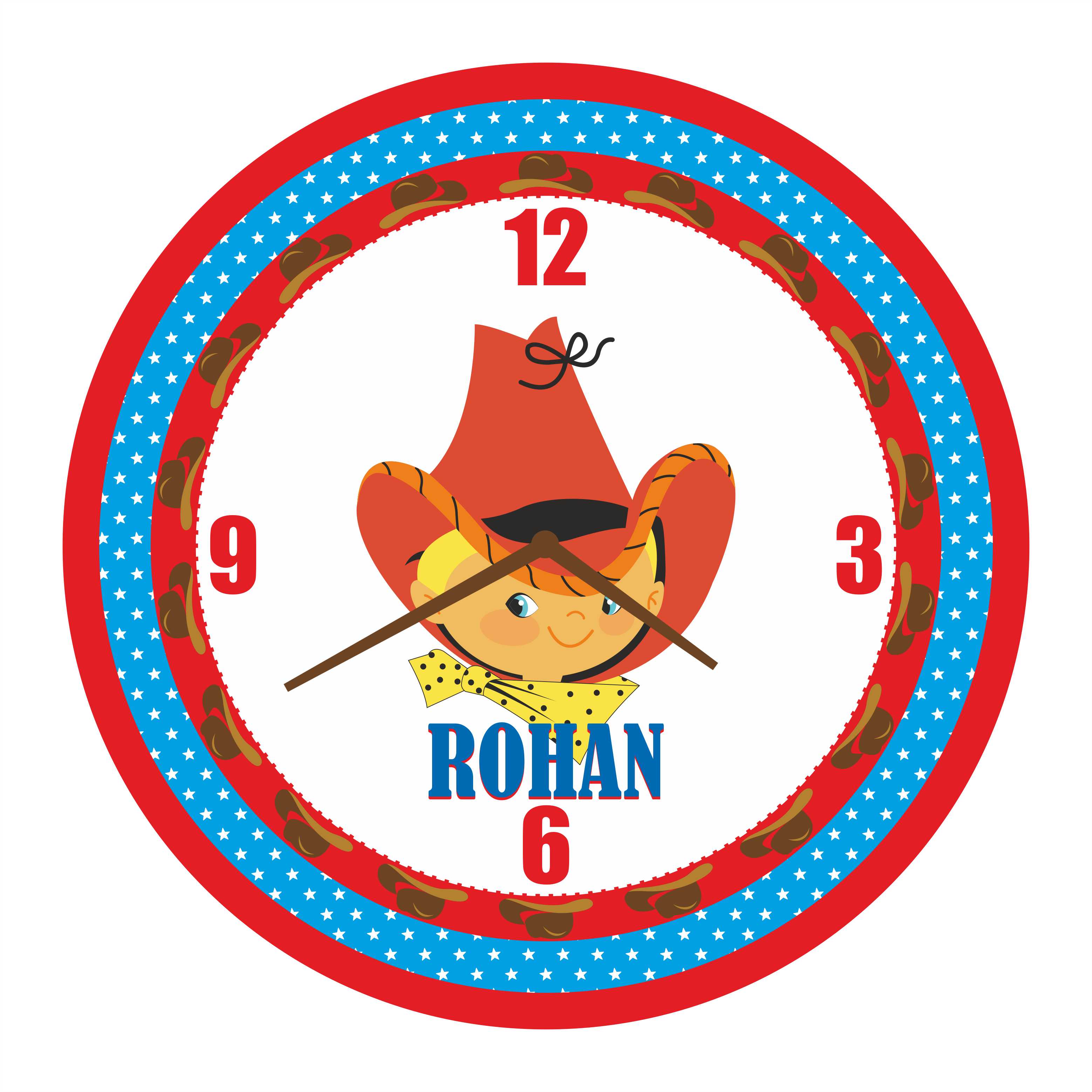 Personalised Little Cowboy Clock THEME PARTIES Pretty UR Party   