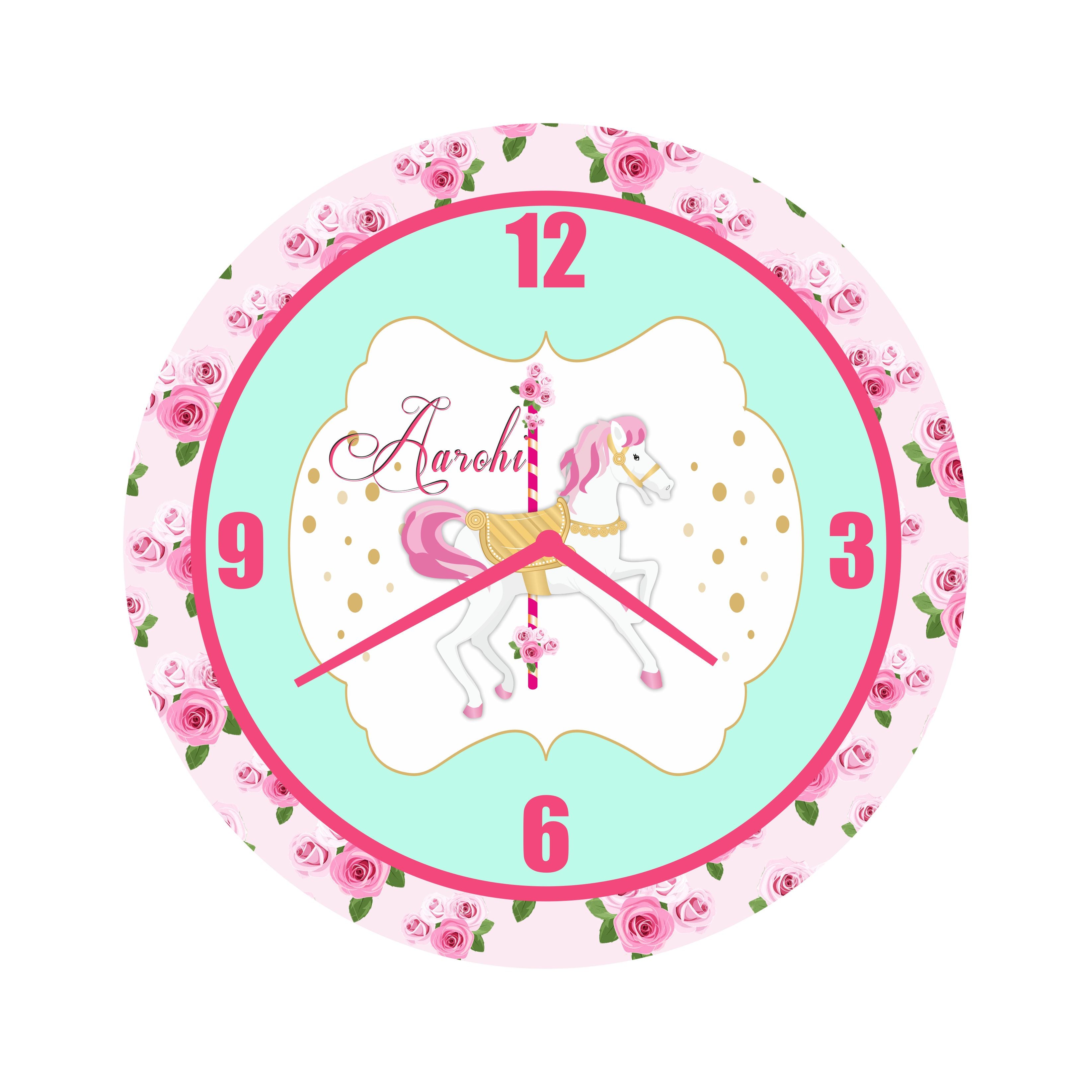 Personalised Carousel Clock THEME PARTIES Pretty UR Party   