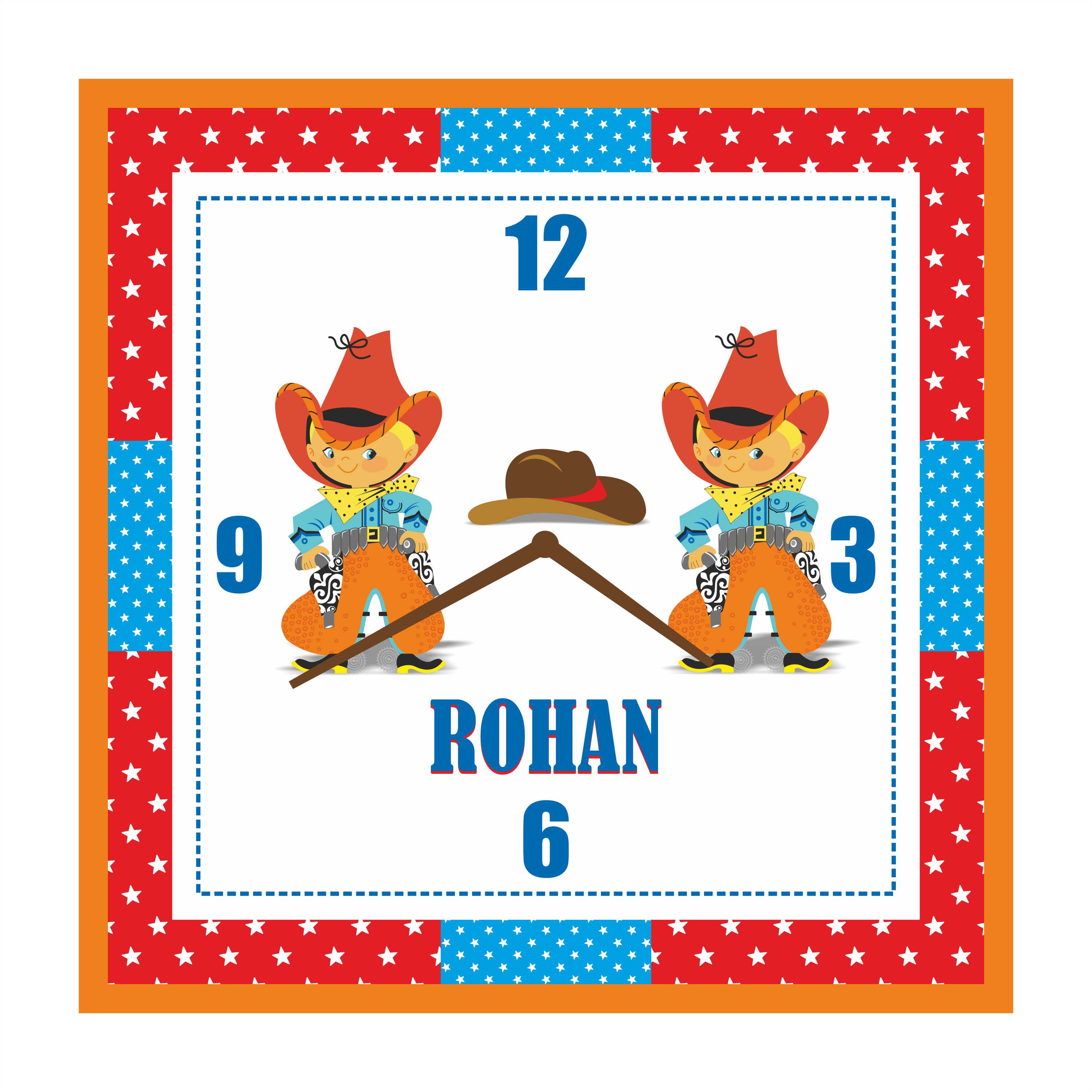 Personalised Little Cowboy Clock THEME PARTIES Pretty UR Party   